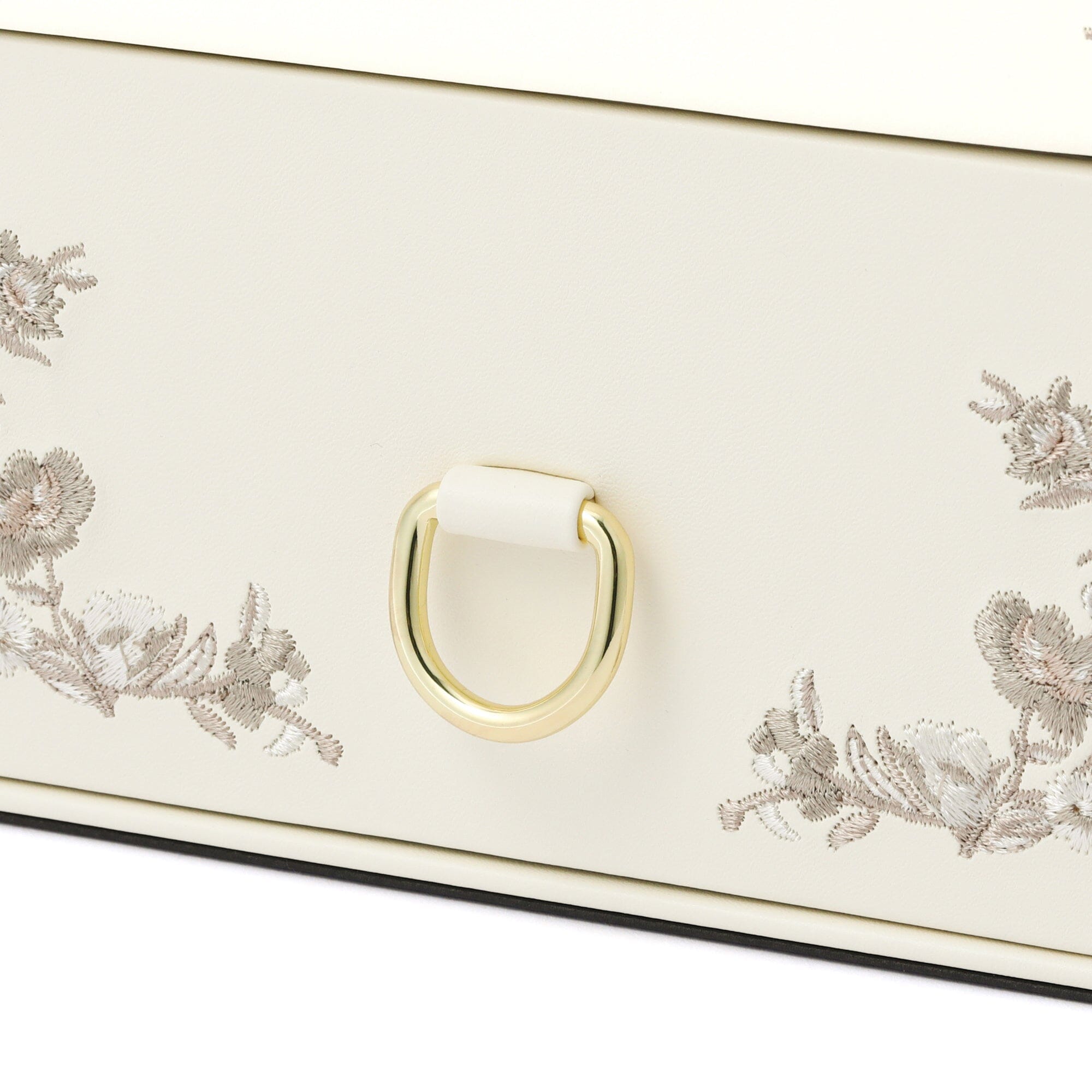 Elegant Beige Embroidery Flower Jewelry Box - Perfect for Gift Giving, Home Decor & Organizing Necklaces, Rings & Earrings