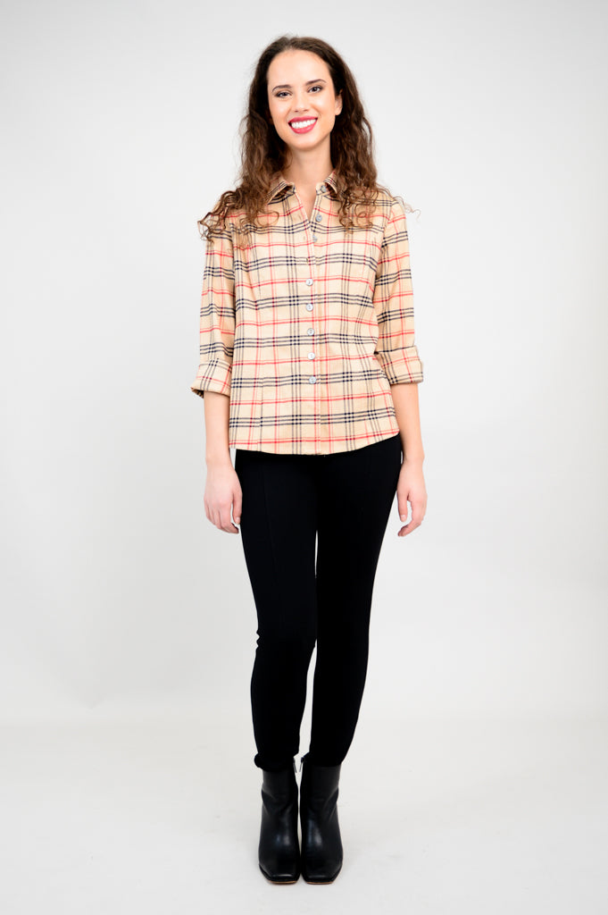 Alexis Top - Retro Plaid Cotton Flannel Shirt for Women | Vintage Style Button Down Blouse | Perfect for Fall Layering, Casual Outfits & Cozy Winter Looks