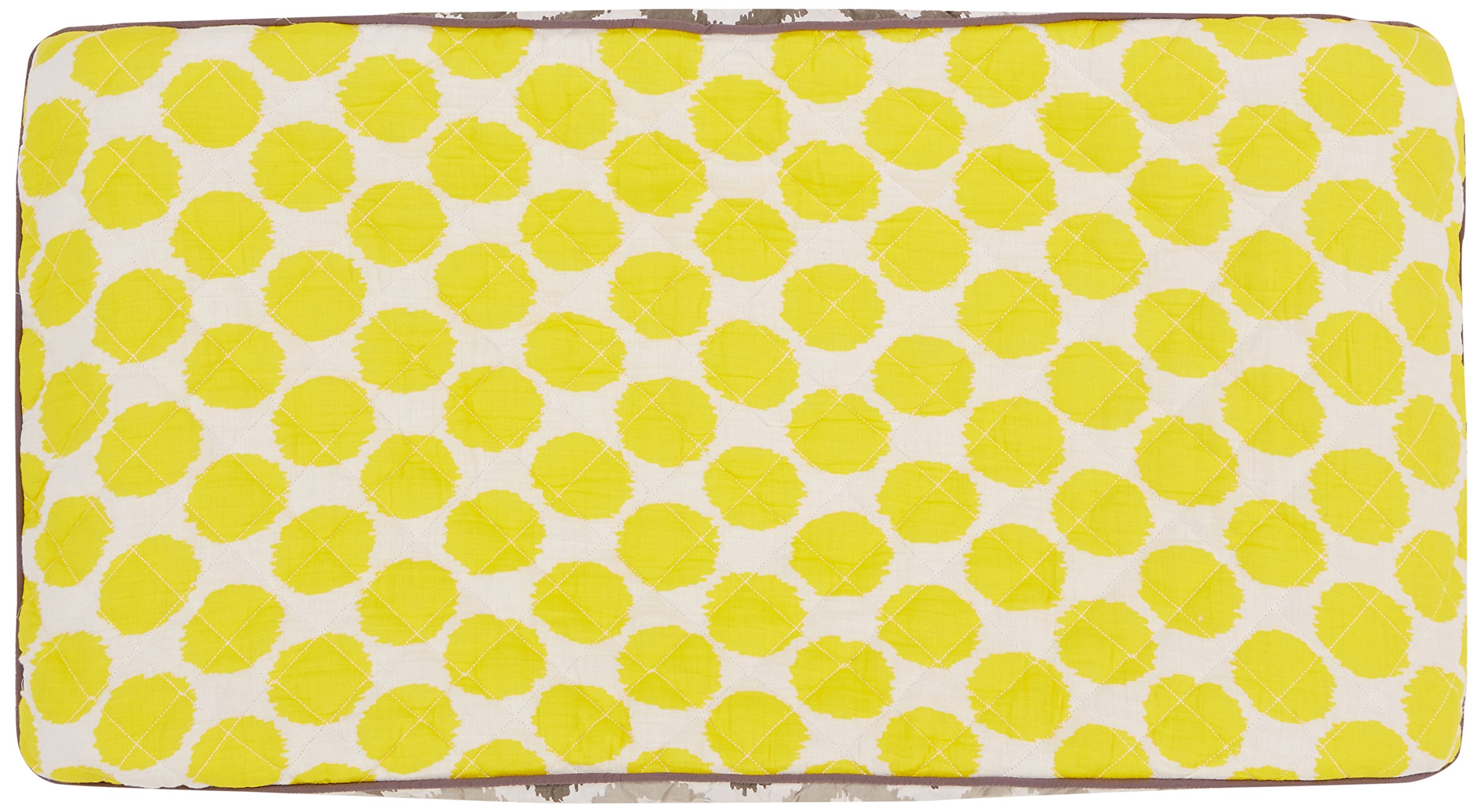Bacati Ikat Zigzag Grey & Muslin Yellow Dots Changing Pad Cover - Soft Baby Changing Table Cover for Nursery, Diaper Station & Travel - Waterproof & Breathable Fabric