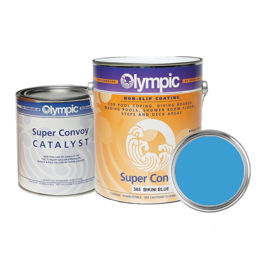 Super Convoy Non-Slip Epoxy Coating - 1 Gallon Bikini Blue - Anti-Slip Paint for Pool Decks, Shower Floors & Wet Surfaces | Slip-Resistant Bathroom, Garage & Outdoor Safety Coating