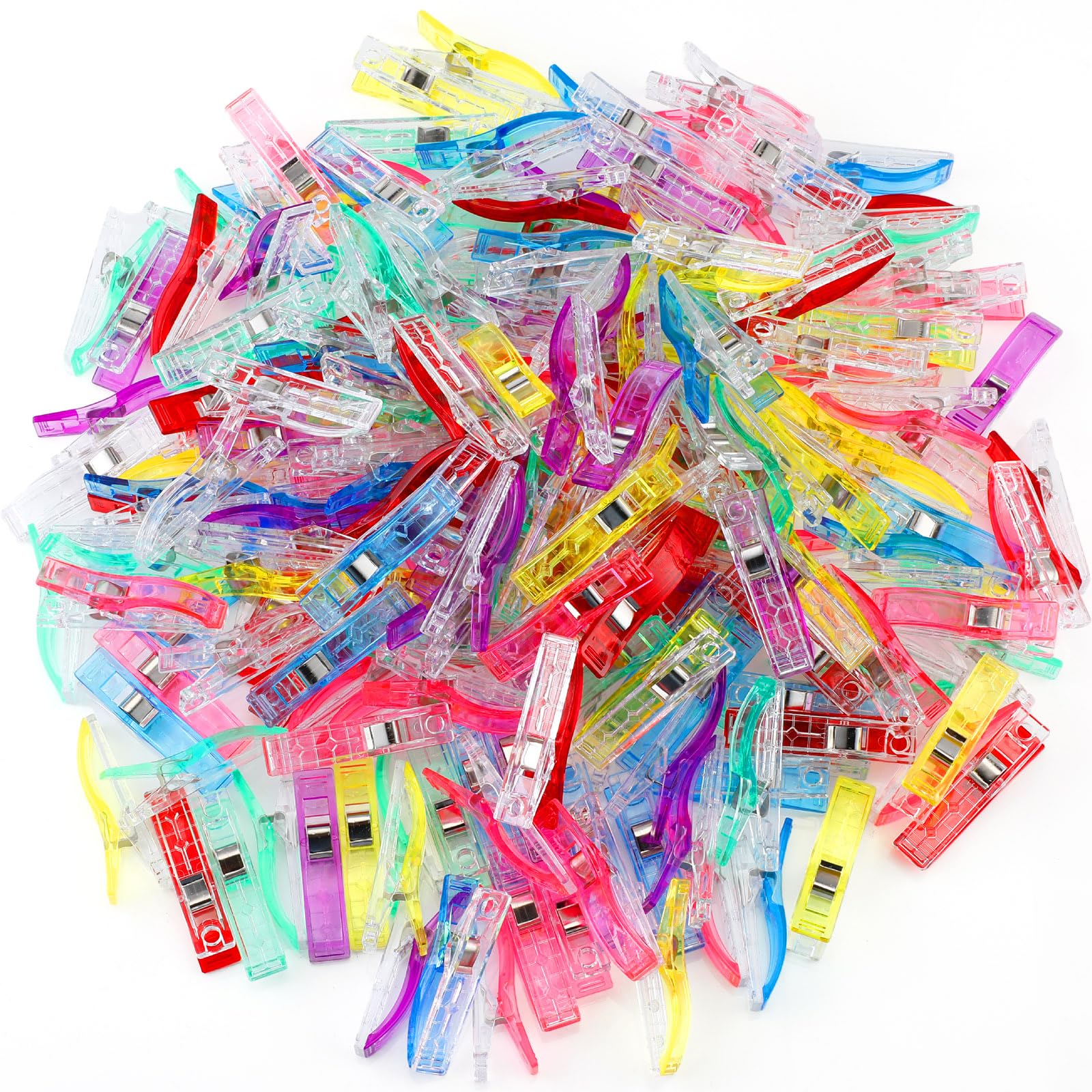 200 Pcs Large Sewing Clips 2.2 Inch - Jumbo Quilting Clips for Fabric, Crafts & DIY Projects - Multipurpose Plastic Clips in Assorted Colors - Perfect for Quilting, Sewing & Crafting