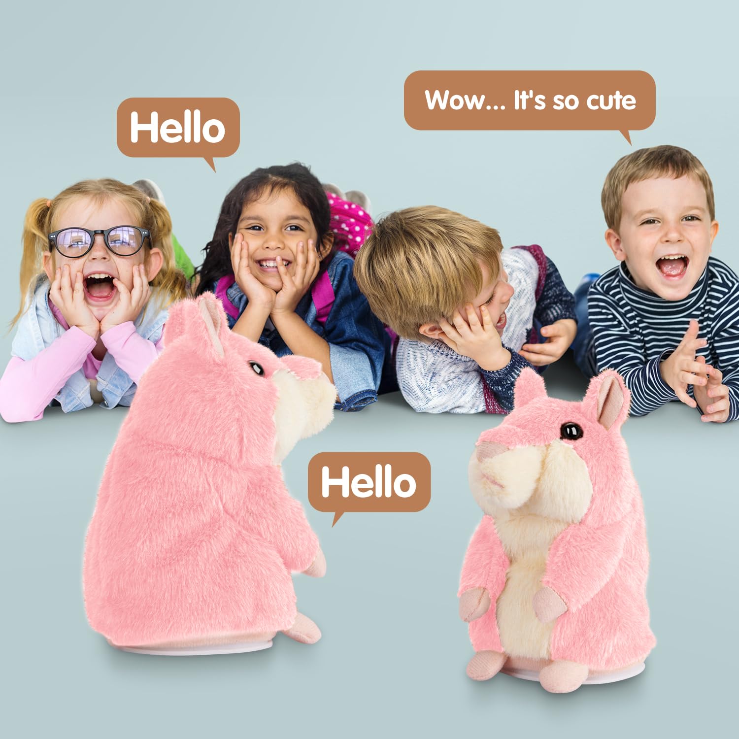 Interactive Talking Hamster Repeats What You Say - Fun Educational Plush Toy for Toddlers Ages 2-8 | Cute Birthday Gift for Boys & Girls | Perfect for Playtime, Learning & Sensory Development (Pink)