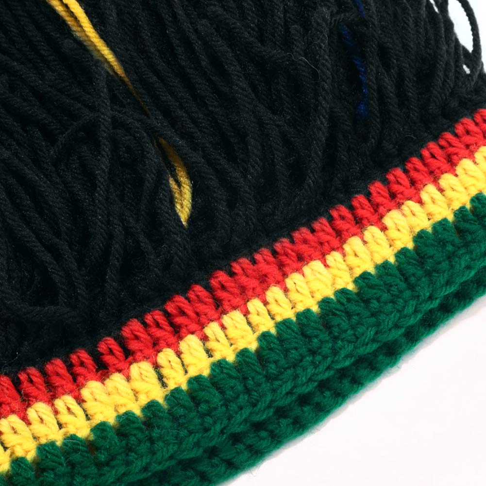 Jamaican Rasta Beanie Hat with Dreadlocks - Funny Knitted Wig Beard Hat for Men & Women - Perfect for Halloween, Christmas & Costume Parties