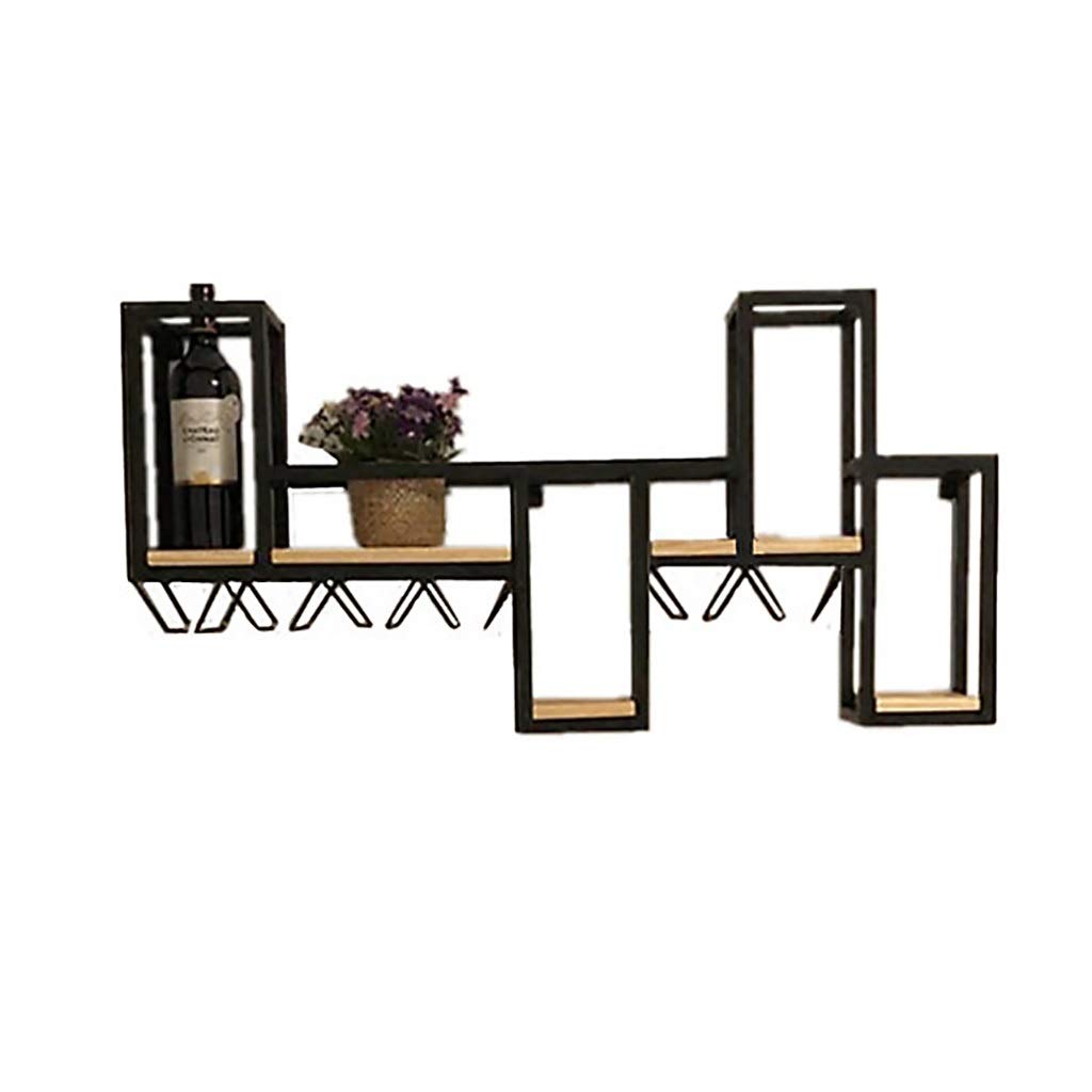 Solid Wood & Wrought Iron Wall-Mounted Wine Rack - Creative Upside Down Wine Glass Holder for Kitchen, Bar, Dining Room & Home Decor