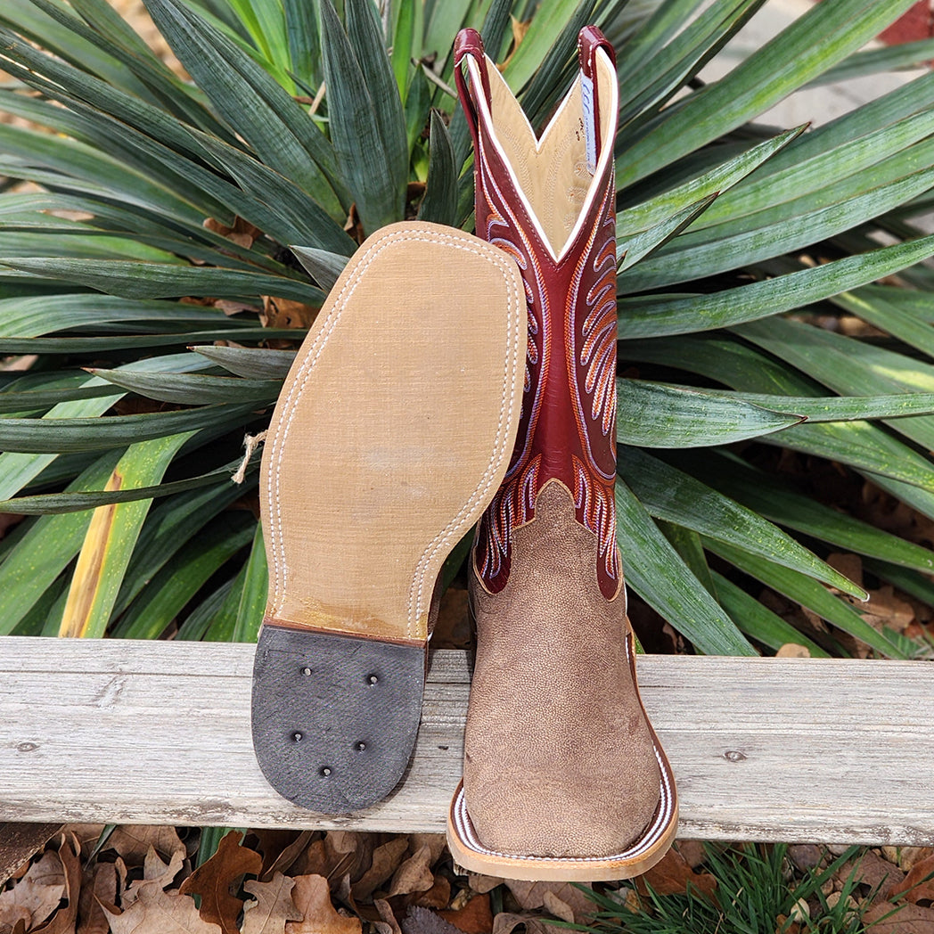 Anderson Bean Men's Eastwood Camel Sangria Cowboy Boots - Premium Leather Western Boots for Men - Perfect for Rodeo, Country Dancing & Casual Wear