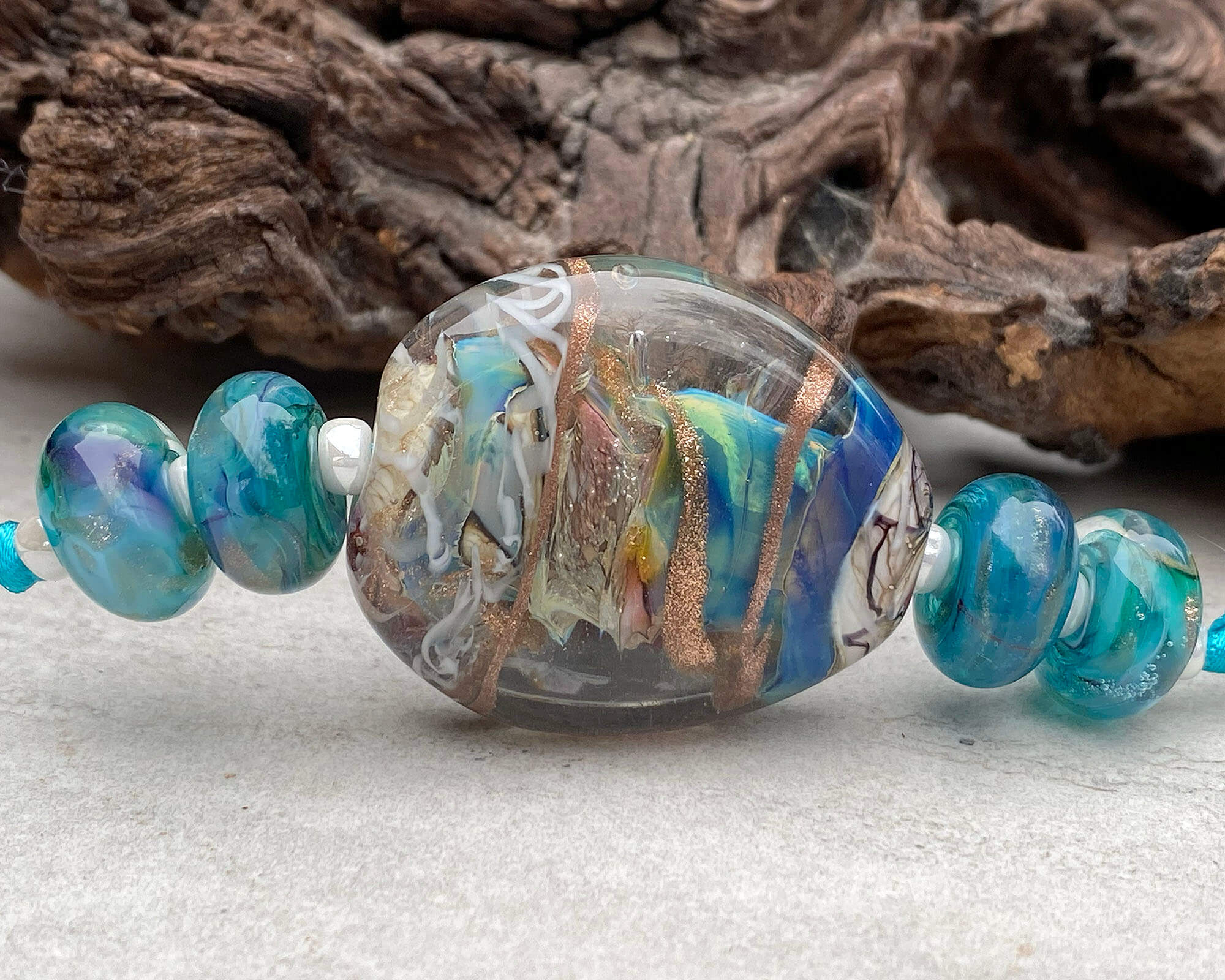 Handmade Caribbean Swirls Lampwork Glass Focal Bead SRA for Jewelry Making - Perfect for Necklaces, Bracelets & DIY Craft Projects