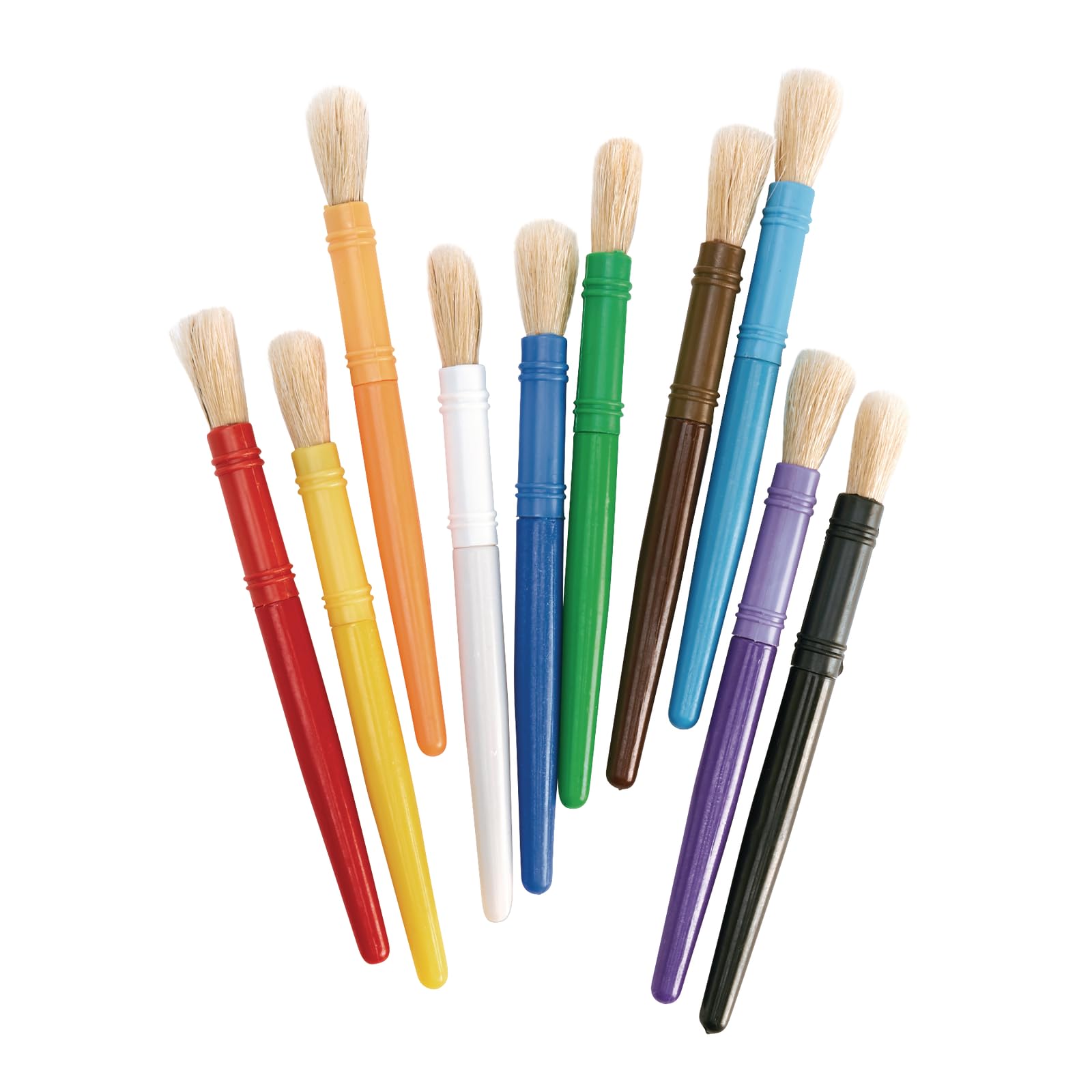 Colorations 10PC Plastic Chubby Paint Brushes - Set of 10 Kids Art Supplies for Painting, DIY Crafts & School Projects - Perfect for Toddlers, Preschool & Classroom Activities