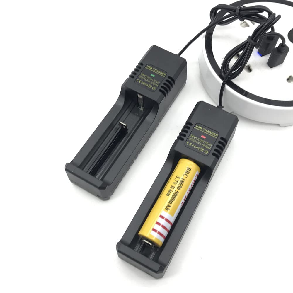 Universal Single Charge Lithium Battery Charger with USB Cable - Compatible with 26650, 18650, 16340, 14500, 21700 & More Li-ion Batteries - Perfect for Flashlights, Vapes, Power Tools & Electronic Devices