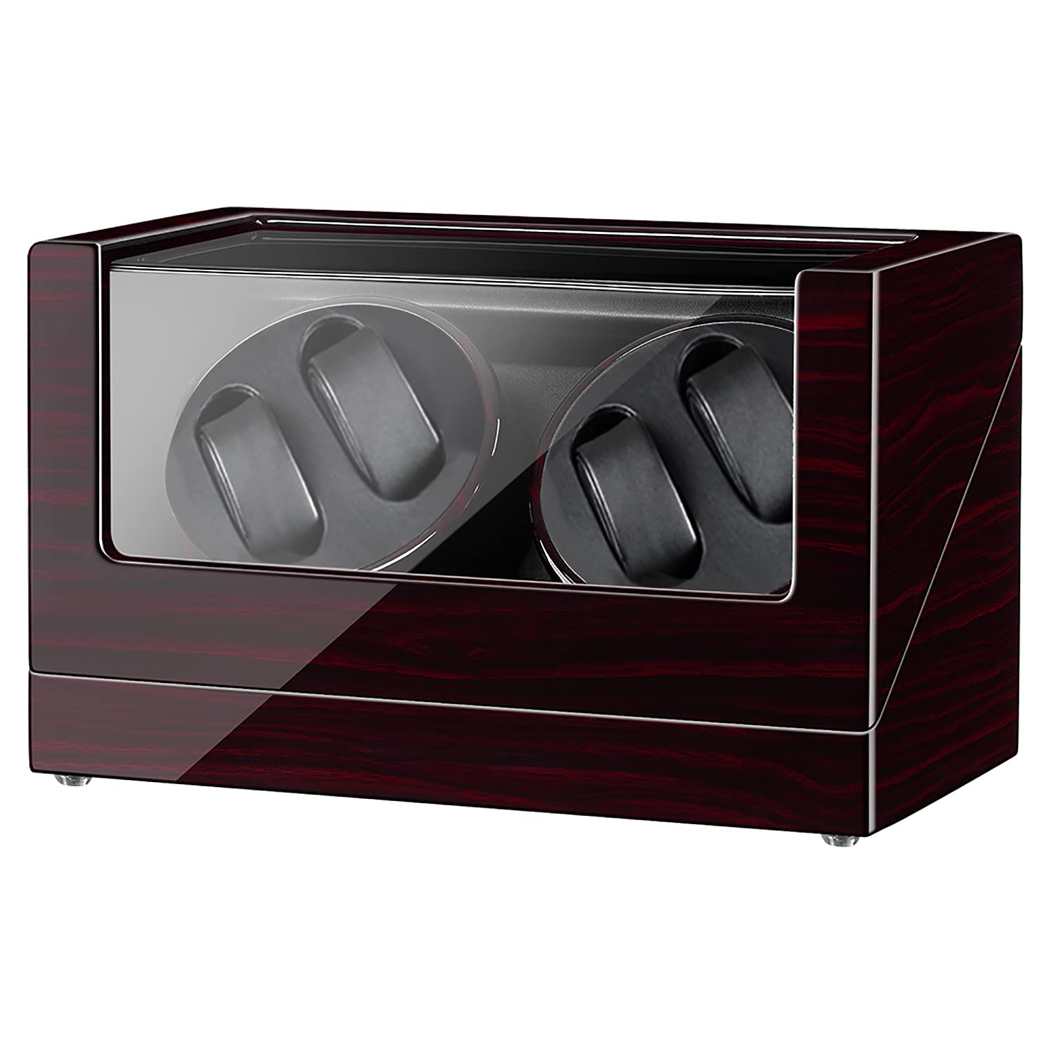 JQUEEN Automatic Watch Winder with Ultra Quiet Motor - Brown Leather (BK) - Perfect for Luxury Watch Storage & Display at Home/Office
