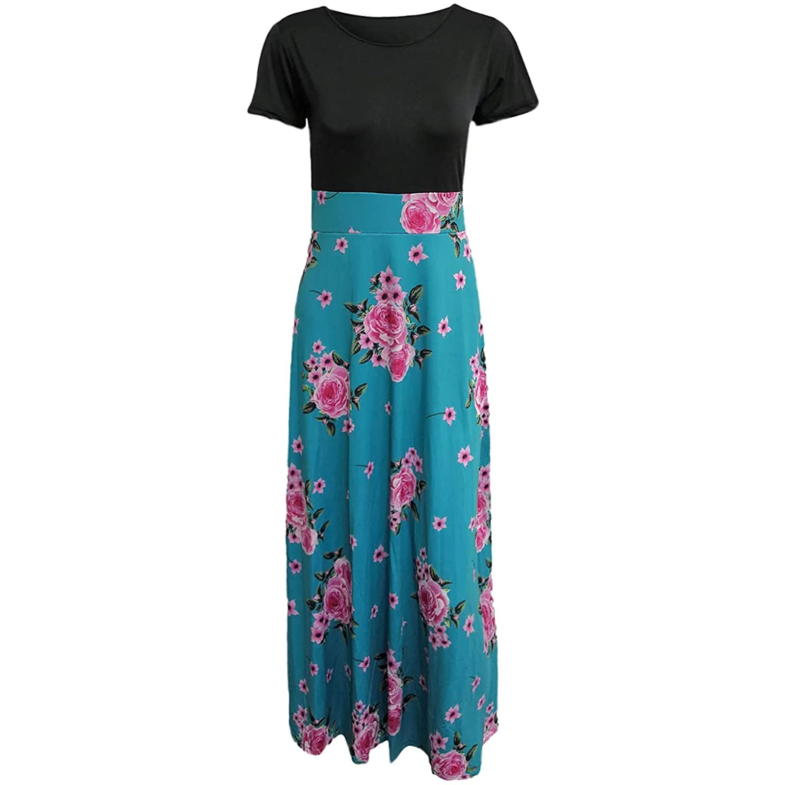 2024 Women's Summer Dresses - Floral Print Short Sleeve Formal Graduation Dress for Plus Size | Perfect for Beach Vacations, Garden Parties & Special Occasions