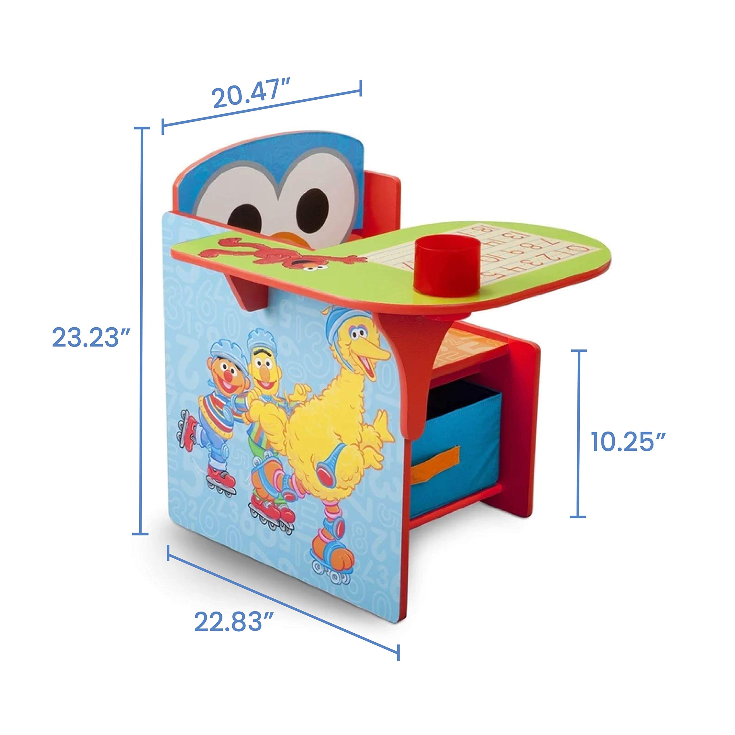 Delta Children Chair Desk with Storage Bin - Sesame Street Themed Kids Study Table for Home & Classroom - Perfect for Reading, Writing & Organizing Toys
