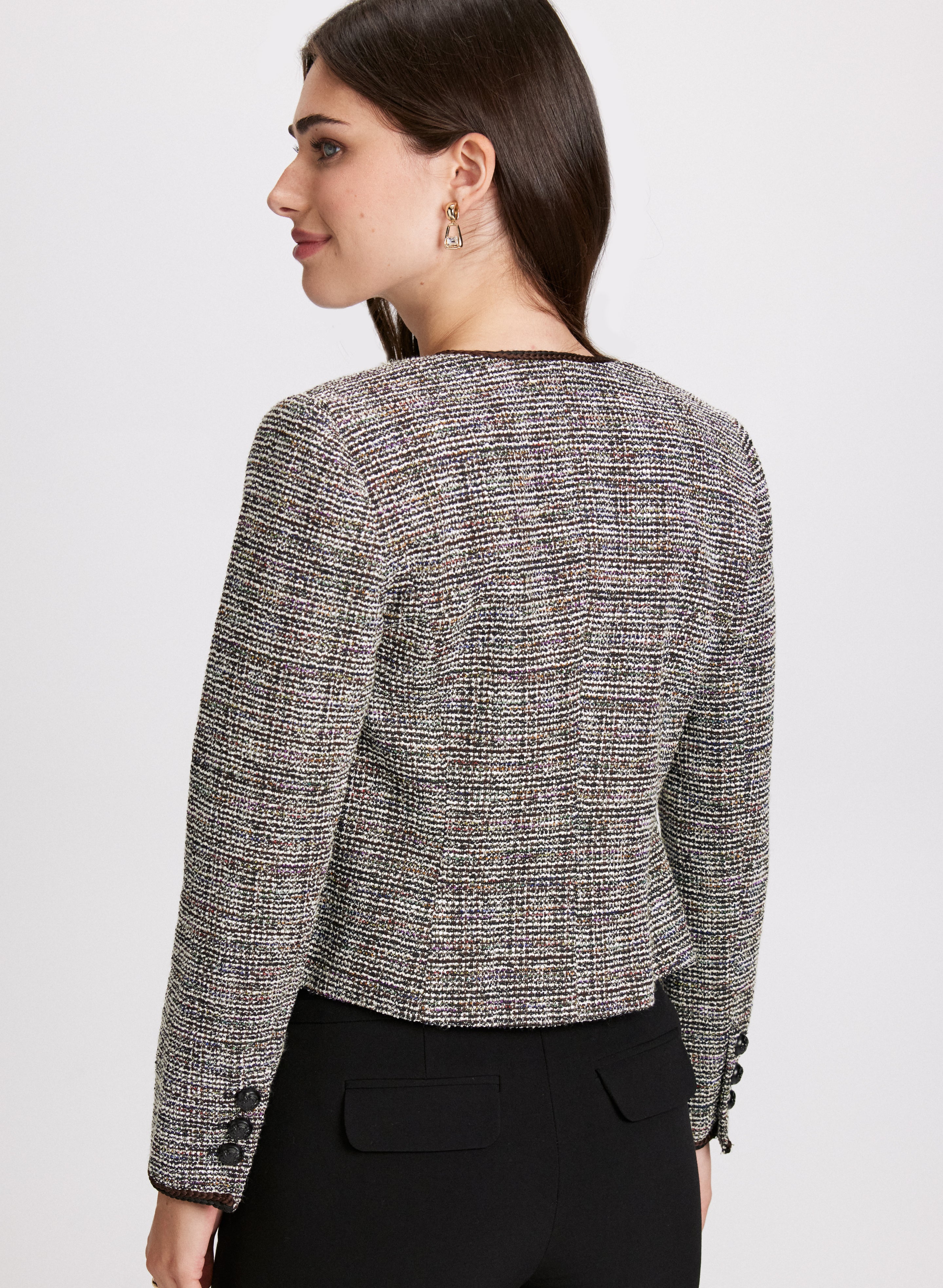 Stylish Cropped Bouclé Jacket for Women - Trendy Short Wool Blazer Coat for Office, Dating & Fall Outfits