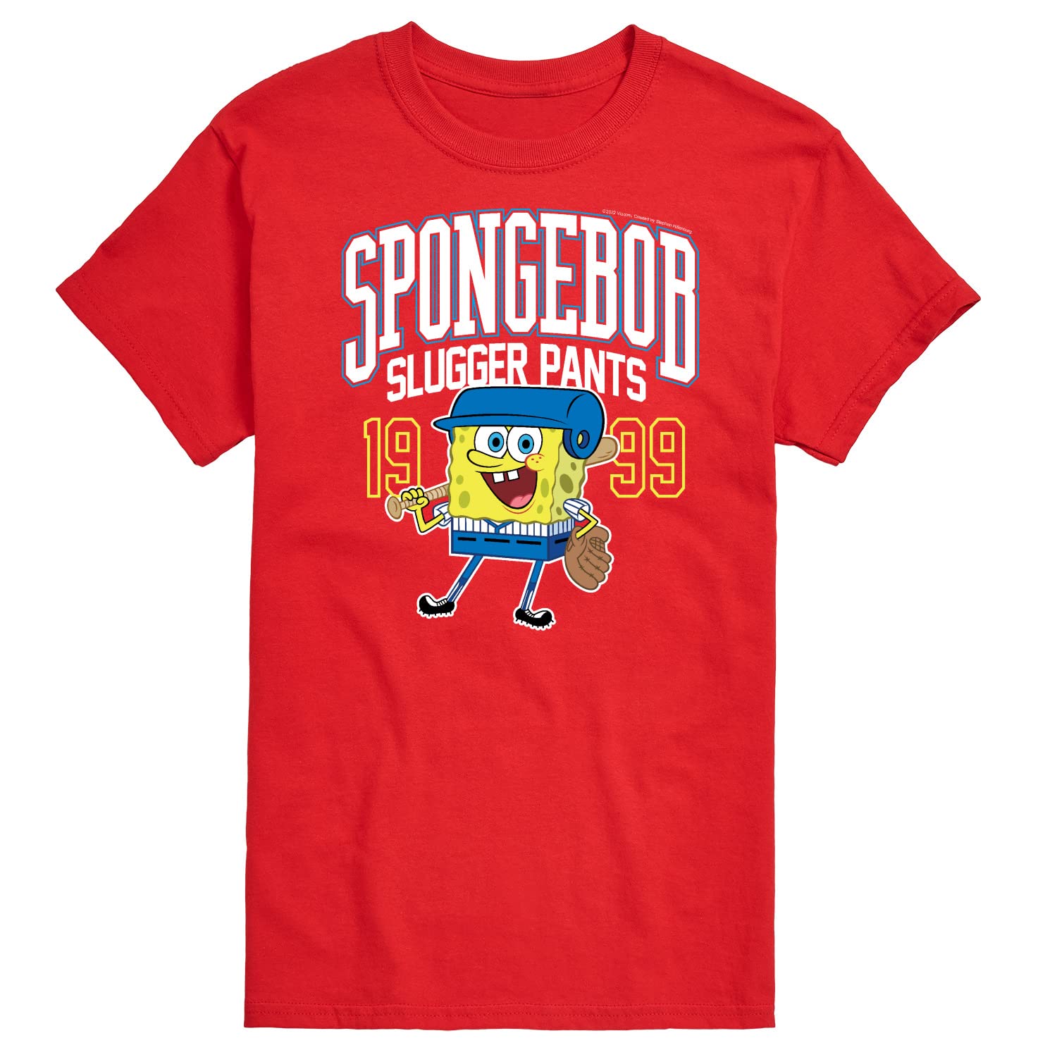 HYBRID APPAREL Spongebob Squarepants Graphic T-Shirt for Men - Soft Cotton Short Sleeve Tee with Spongebob Slugger Design - Perfect for Casual Wear, Cosplay, and Cartoon Lovers