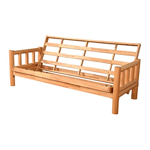 Pemberly Row Full-Size Traditional Solid Hardwood Bed Frame in Natural Finish - Perfect for Master Bedrooms, Guest Rooms & Classic Home Decor