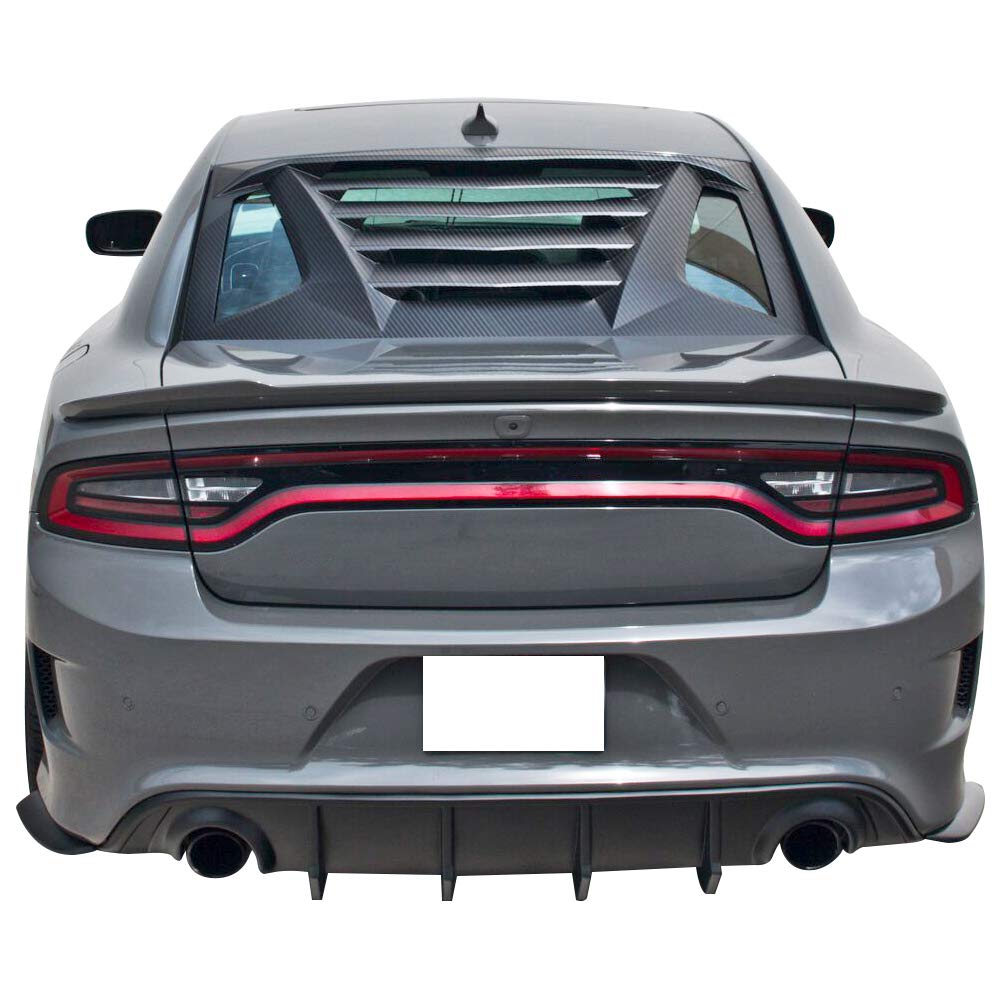 **FREEMOTOR802 Rear Window Louver for 2011-2023 Dodge Charger - Carbon Fiber Print Sun Shade & Windshield Scoop - Perfect for Sun Protection & Custom Styling**