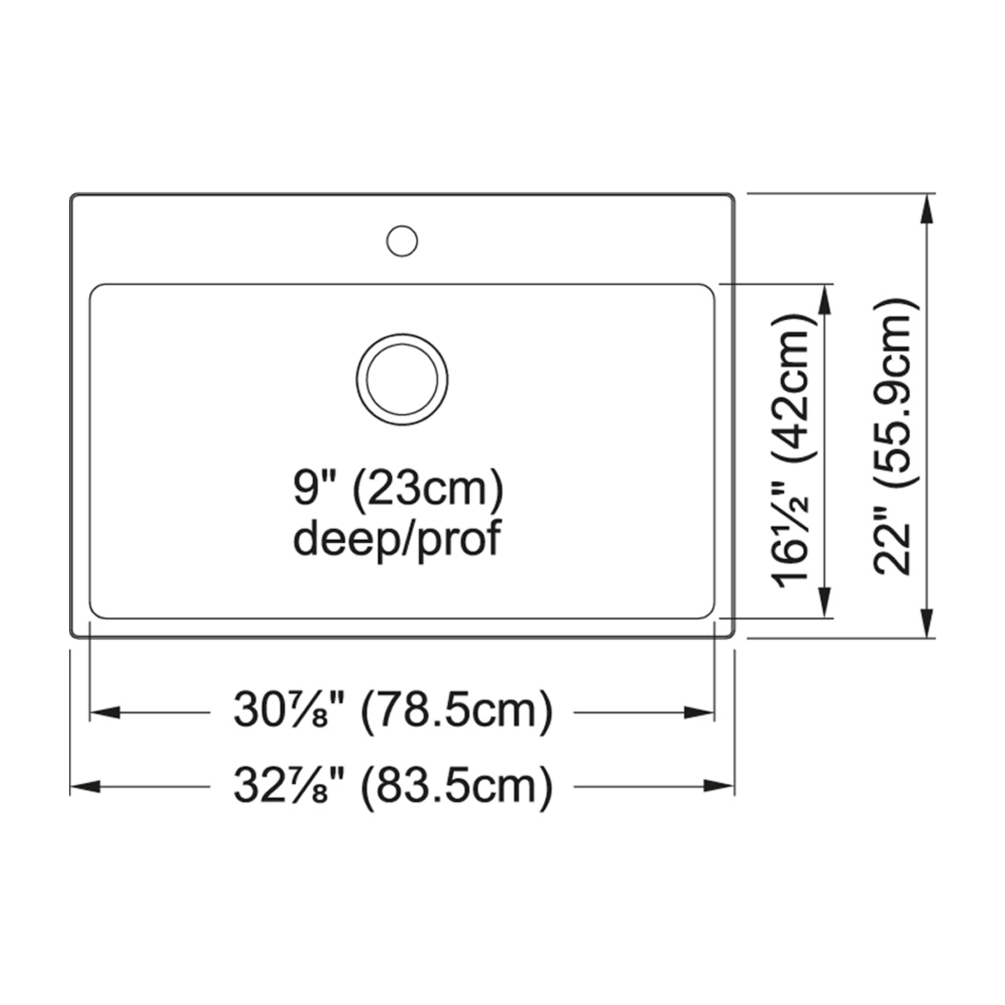 Kindred Brookmore 33-Inch Drop-In Single Bowl Stainless Steel Kitchen Sink - BSL2233 9 1N - Perfect for Modern Kitchens & Easy Installation