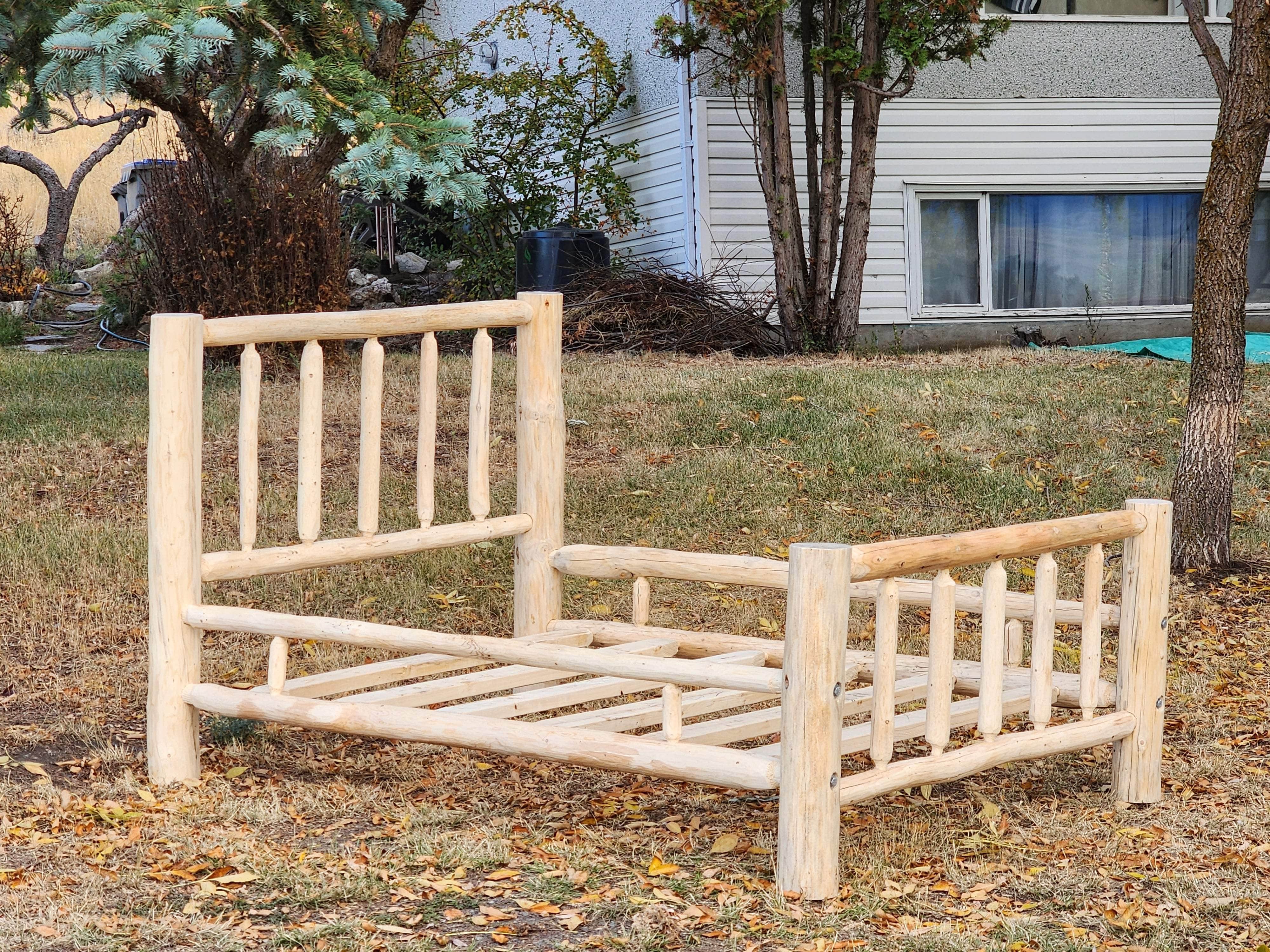 Rustic Solid Wood Log Cabin Bed Frame - 5 Size Options for Cozy Bedroom Retreat | Perfect for Cabin, Farmhouse & Lodge Decor