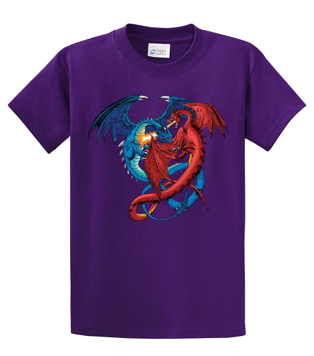 Dragon Red and Blue Dragons Fighting Fantasy Mythical Mother Draco Fire Breathing Serpent - Perfect for Tabletop RPGs, Collectors, and Fantasy Decor