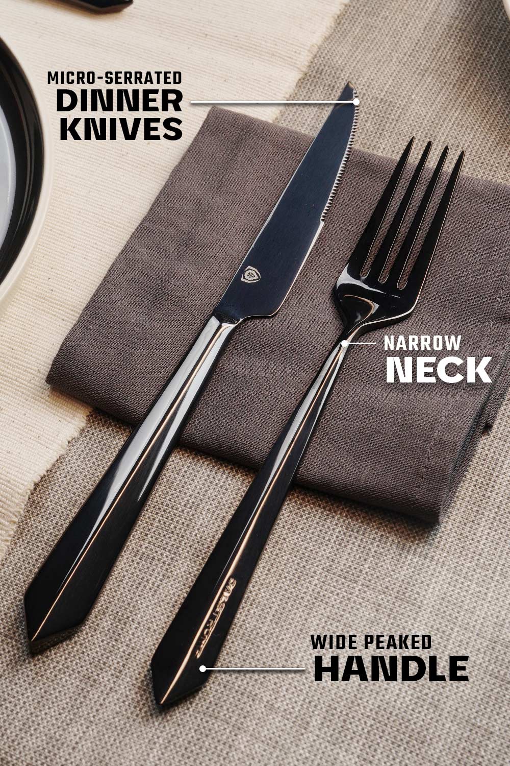 20-Piece Black Stainless Steel Flatware Cutlery Set - Service for 4 - Dishwasher Safe - Elegant Dinnerware for Home, Restaurant & Gifting - Dalstrong ©