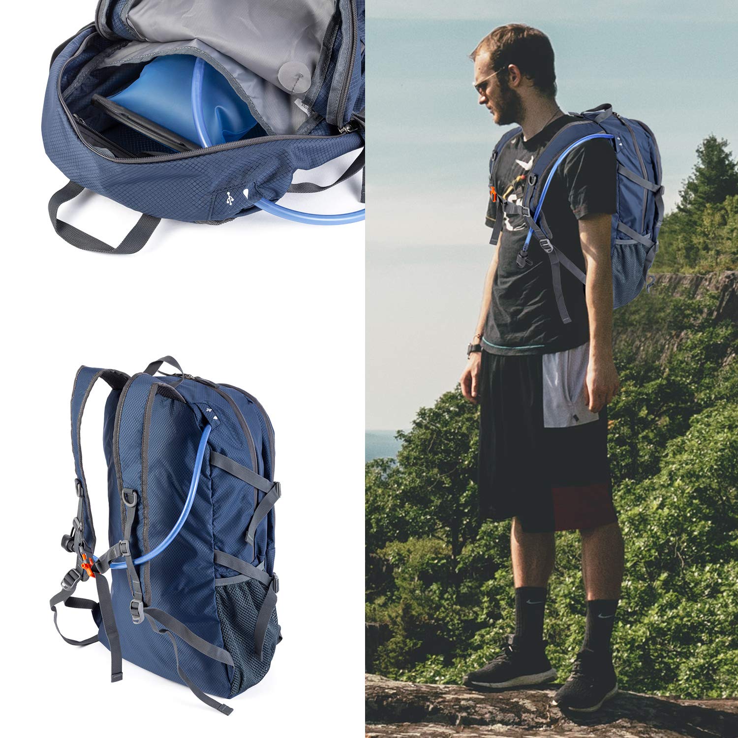 NODLAND 40L Lightweight Water-Resistant Foldable Backpack - Travel, Hiking, Camping, Outdoor Daypack for Men & Women - Perfect for Commuting, Weekend Trips & Adventure Travel