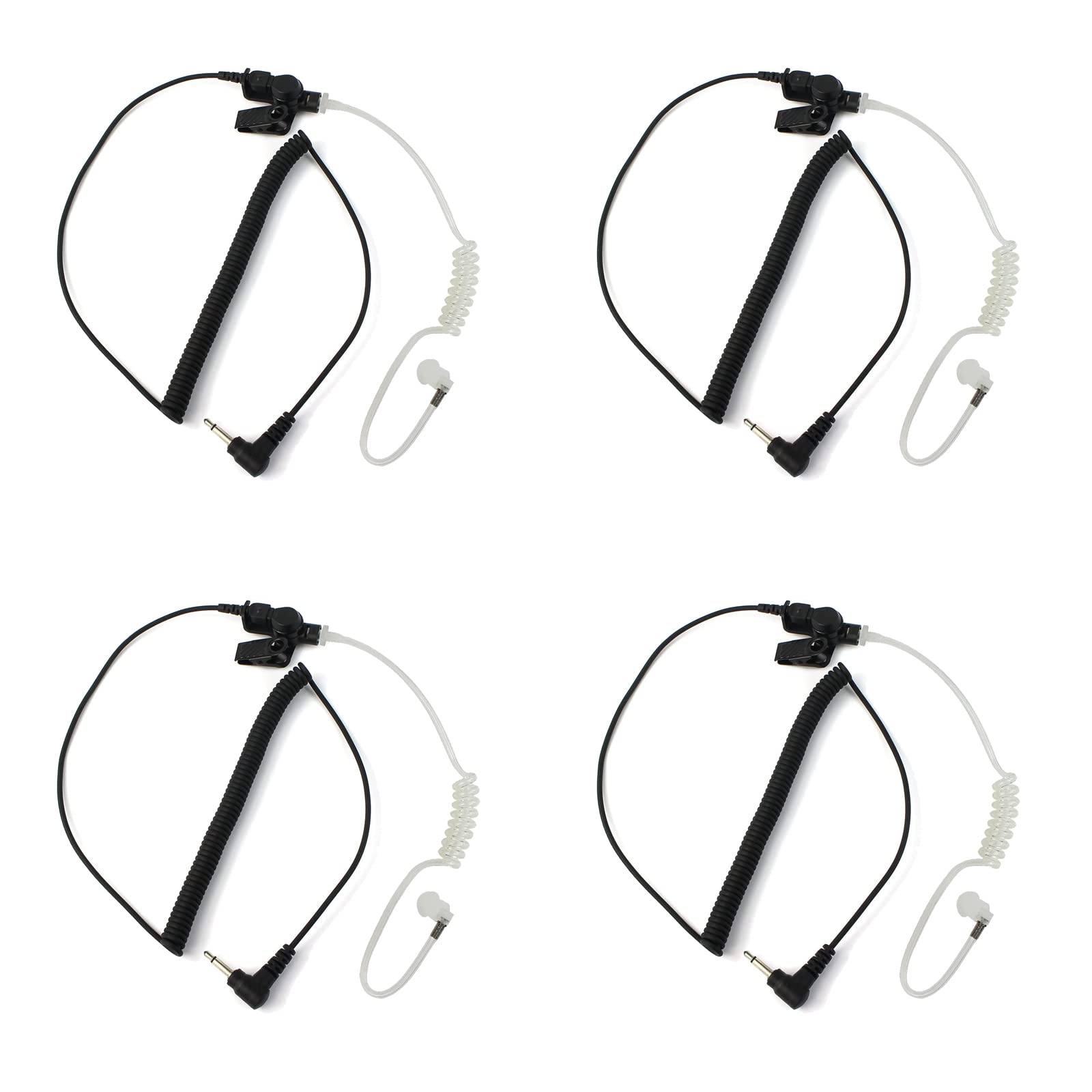 Retevis 3.5mm Security Acoustic Tube Earpiece Headset - 1 Pin Listen Only/Receive Earpiece with Coil Tube - Compatible with 2 Way Radios, Transceivers & Speaker Mics (4 Pack) - Ideal for Security Guards, Event Staff & Construction Workers