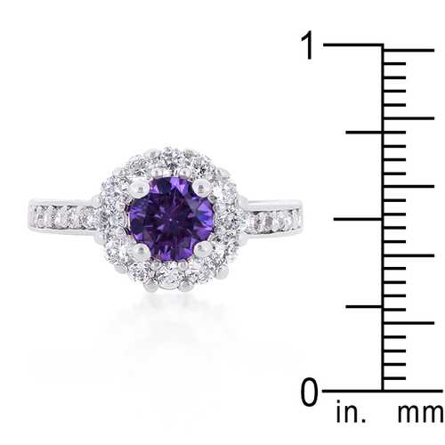 Exquisite Purple Halo Engagement Ring - 14K White Gold Diamond Accent Wedding Band for Women | Perfect Proposal, Anniversary & Valentine's Day Gift