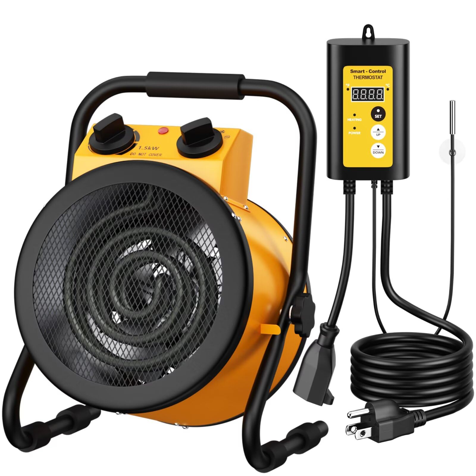 1500W Digital Thermostat Greenhouse Heater with Overheat Protection - Energy Efficient Plant Heater for Grow Tents, Indoor Gardens & Greenhouses - Fast Heating Winter Plant Protection for Year-Round Gardening, Outdoor Patio & Home Use - Perfect for Seed Starting, Hydroponics & Cold Climate Plant Care