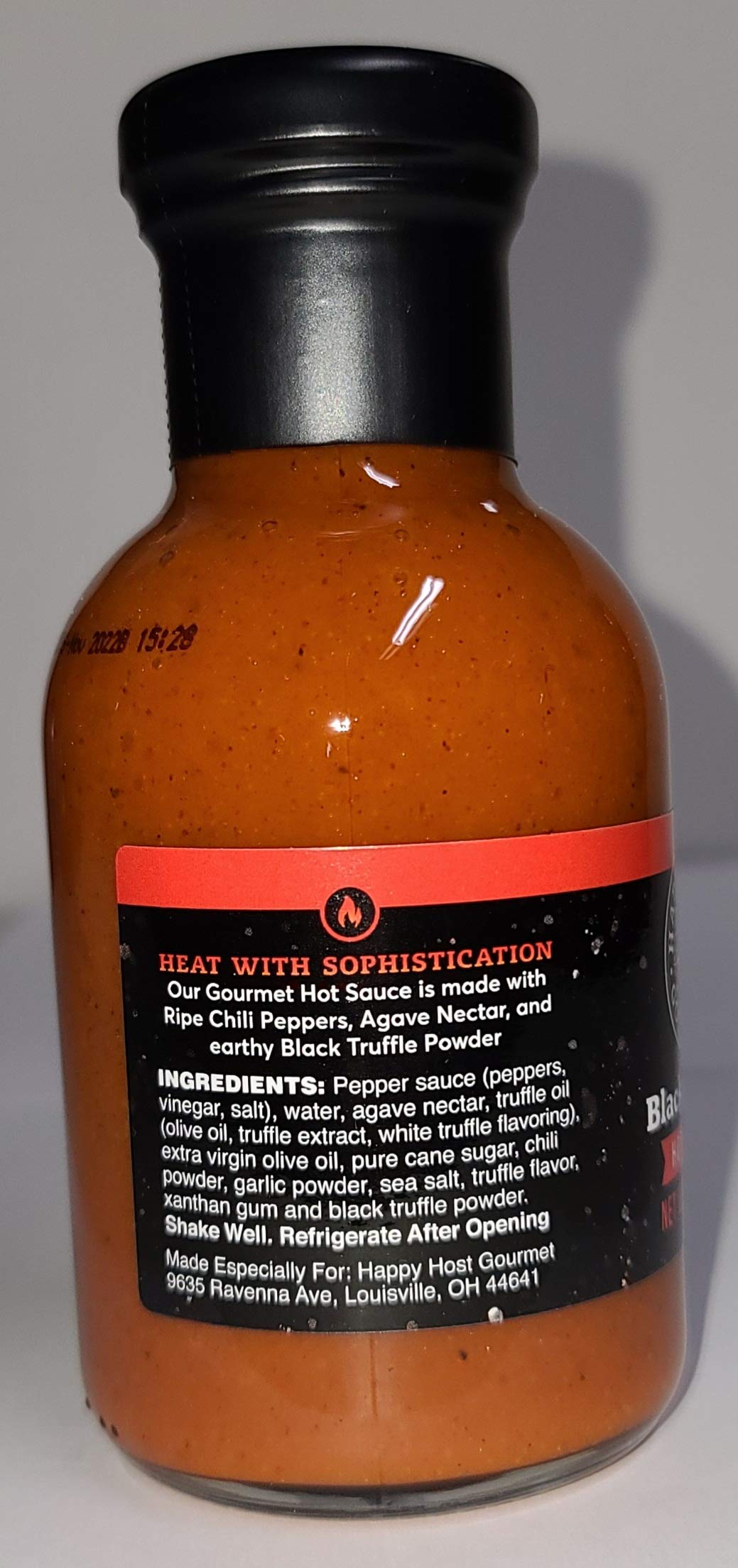 Happy Host Gourmet Black & White Truffle Hot Sauce 2 Pack - Premium Spicy Sauce with Ripe Chili Peppers, Agave Nectar, Real Truffle Oil, Cumin & Coriander | 25% Larger Bottles | Perfect for Pizza, Pasta, Burgers & Gourmet Cooking