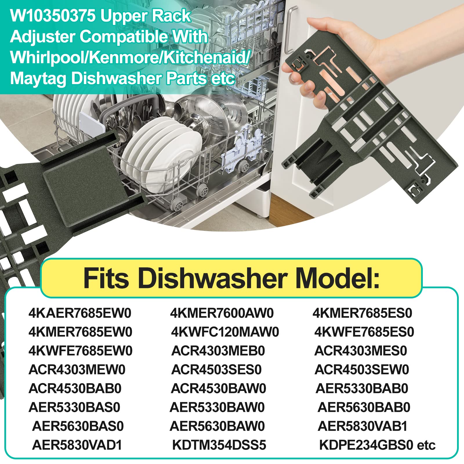 Upgraded W10546503 Dishwasher Top Rack Adjuster - Compatible with KitchenAid, Whirlpool & Kenmore Dishwashers (10-Pack) - Replacement Parts for Upper Rack WPW10546503 - Perfect for Kitchen Appliance Repair & Maintenance