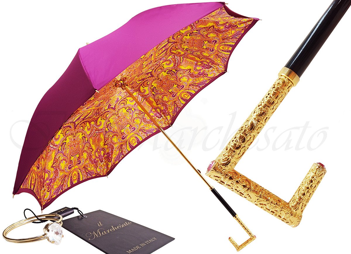Premium Double Canopy Fuchsia Waterproof Umbrella - Windproof & UV Protection for Beach, Garden, and Outdoor Events