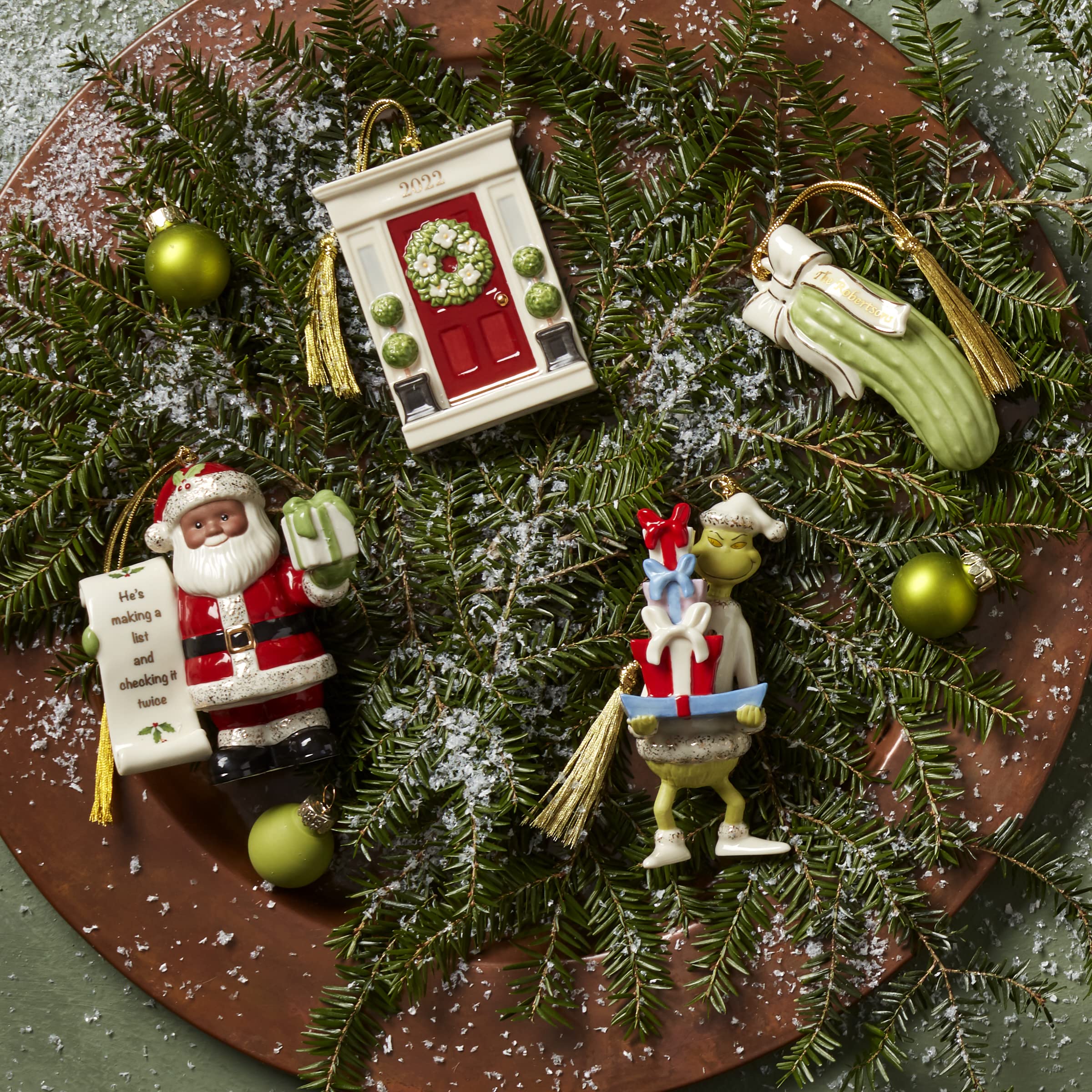 Lenox Santa with List Christmas Ornament - 0.80 Inch Red Holiday Decoration for Tree, Gift, and Festive Home Decor