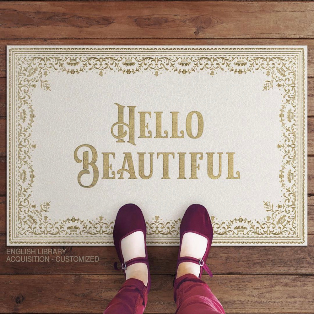 Custom English Library Book Mat - Personalized Vinyl Floor Mat for Reading Nook, Study Room & Home Decor