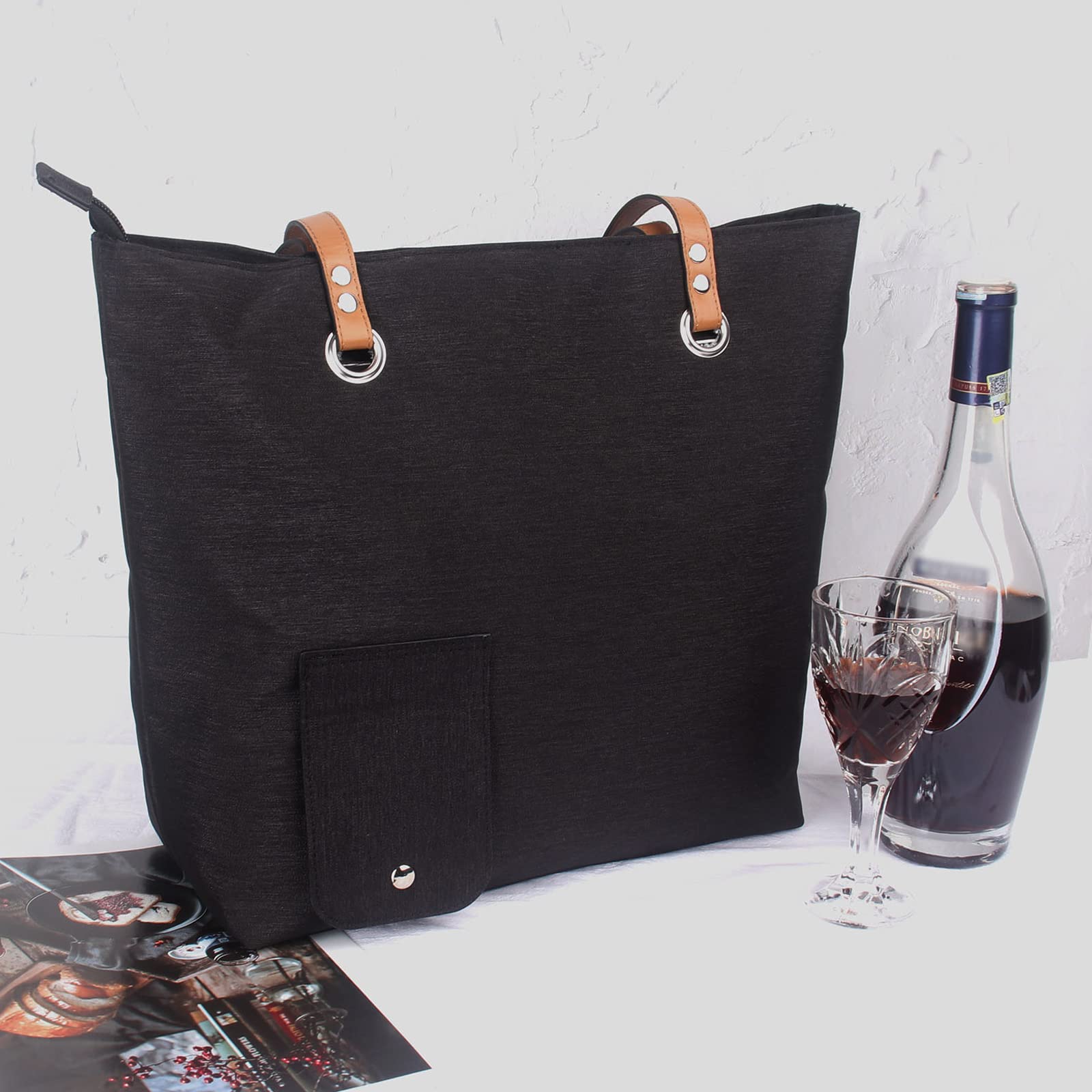 Wine Purse with Hidden Spout - Leakproof Tote Bag for Women, 3 Reusable Bladder Bags Included (Black) | Perfect for Concerts, Picnics & Outdoor Events