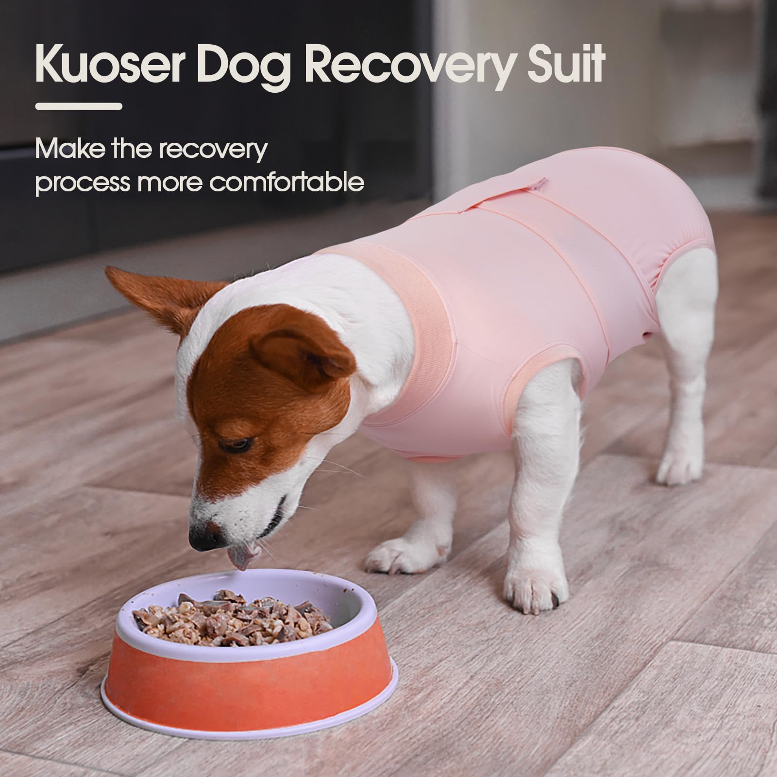 Kuoser Post-Surgery Dog Recovery Suit - Soft Breathable Surgical Onesie for Female & Male Dogs - Alternative to E-Collar & Cone - Anti-Licking Wound Protection - Pink - Perfect for Spay/Neuter Recovery & Hot Weather Cooling