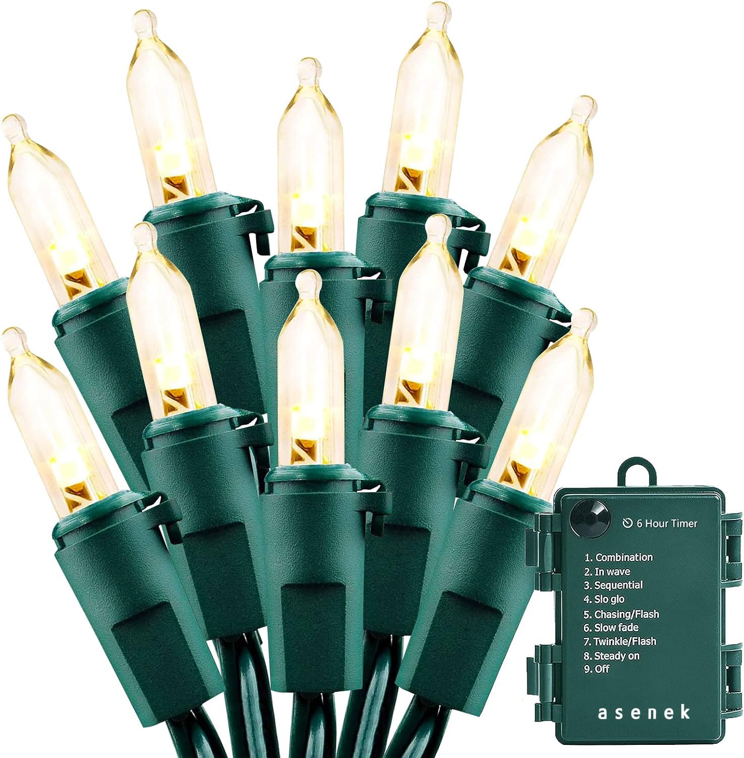 50 LED Battery Operated Christmas String Lights with Auto-Timer & 8 Lighting Modes - Warm White Mini Fairy Lights for Holiday Wreaths, Party Decor, Wedding, Garden, Home, and Indoor/Outdoor Decoration