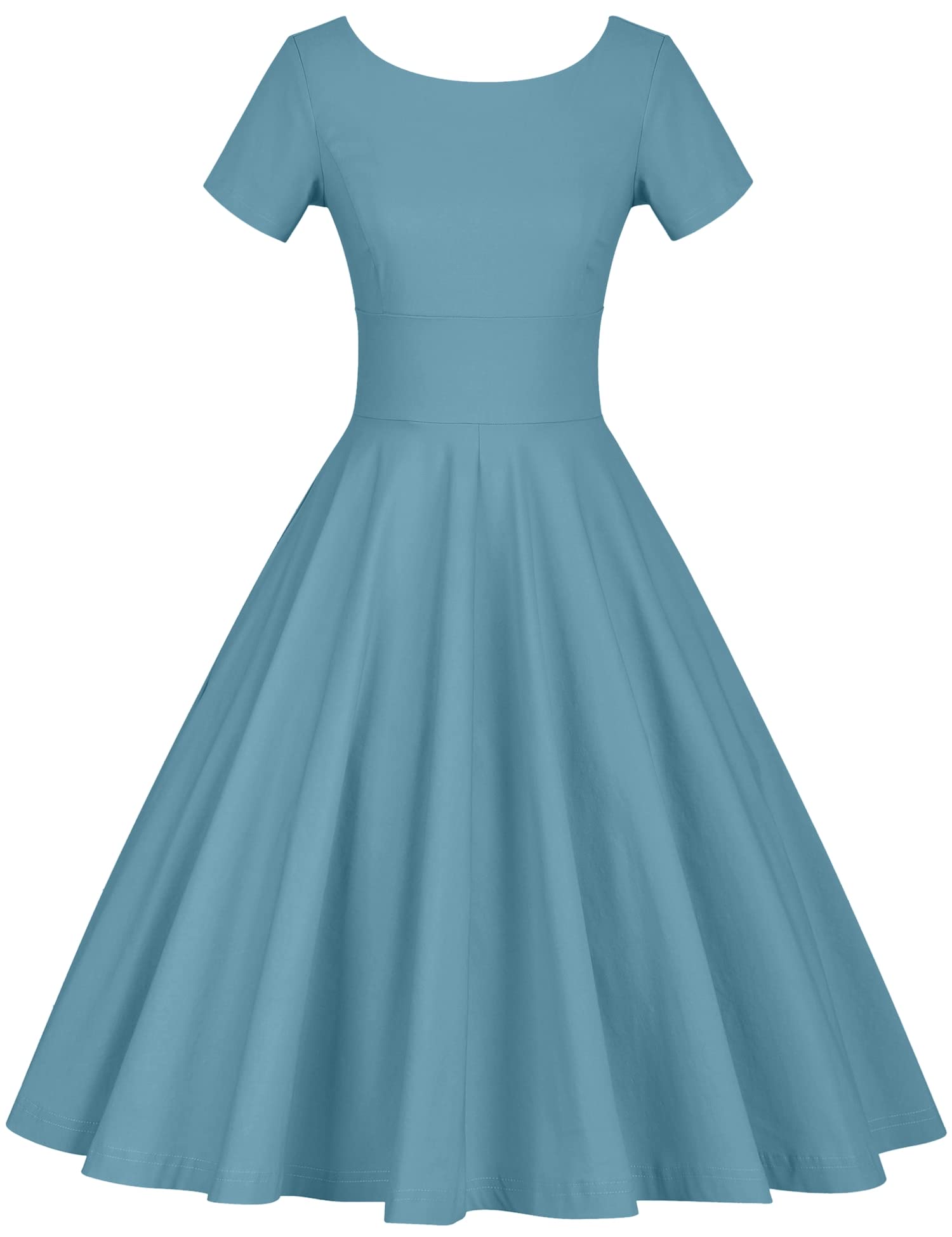 Vintage 1950s Women's Cocktail Party Dress - Short Sleeve Stretchy Fit with Pockets | Retro Swing Dress for Evening Events, Weddings & Special Occasions