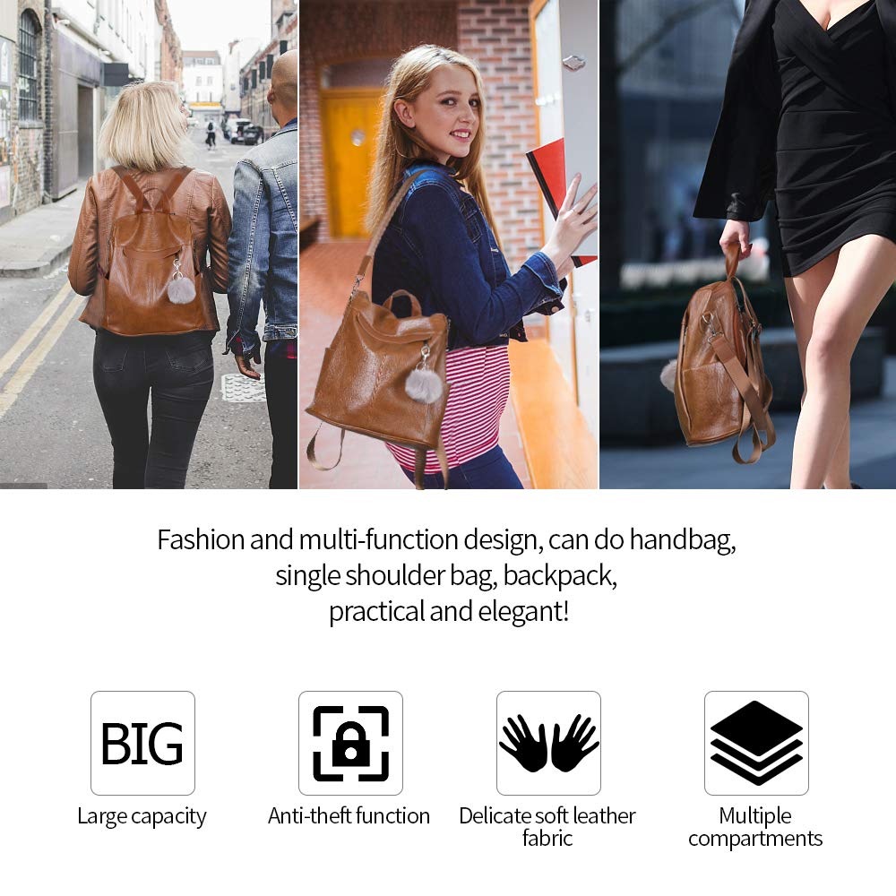 Stylish Women's Waterproof Anti-Theft Backpack - PU Leather & Nylon Shoulder Bag for Travel, Work & Daily Use | Durable Ladies Purse Backpack for Commuting, Shopping & Outdoor Adventures