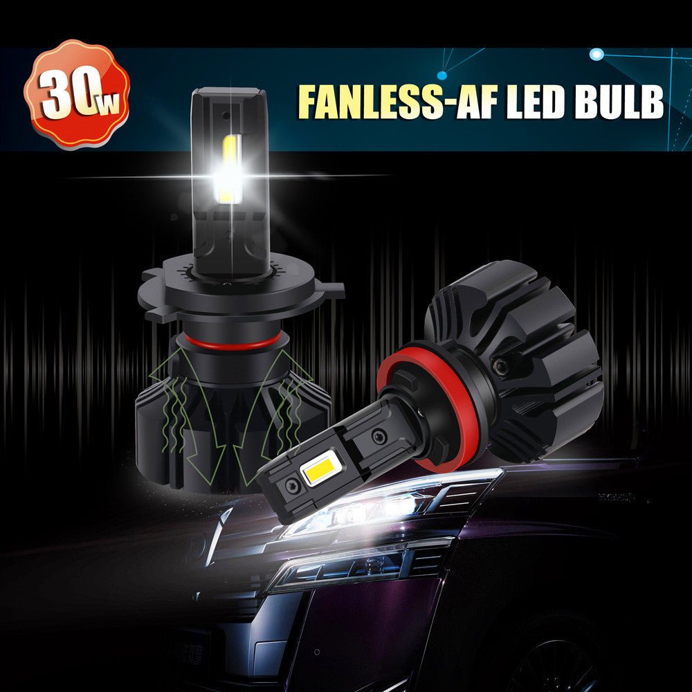 Fanless LED Headlight Bulbs 6000K White - High/Low Beam Conversion Kit for Cars, Trucks, SUVs - Bright Xenon-Like Lighting for Night Driving & Foggy Conditions