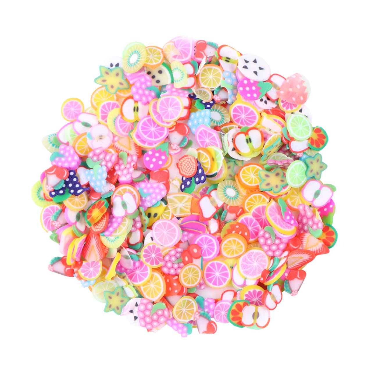 ADOCARN 3200pcs Floral Nail Art Decorations - 3D Clay Fruit Slices, Scrapbook Embellishments for DIY Nail Design, Wedding, Party & Craft Projects