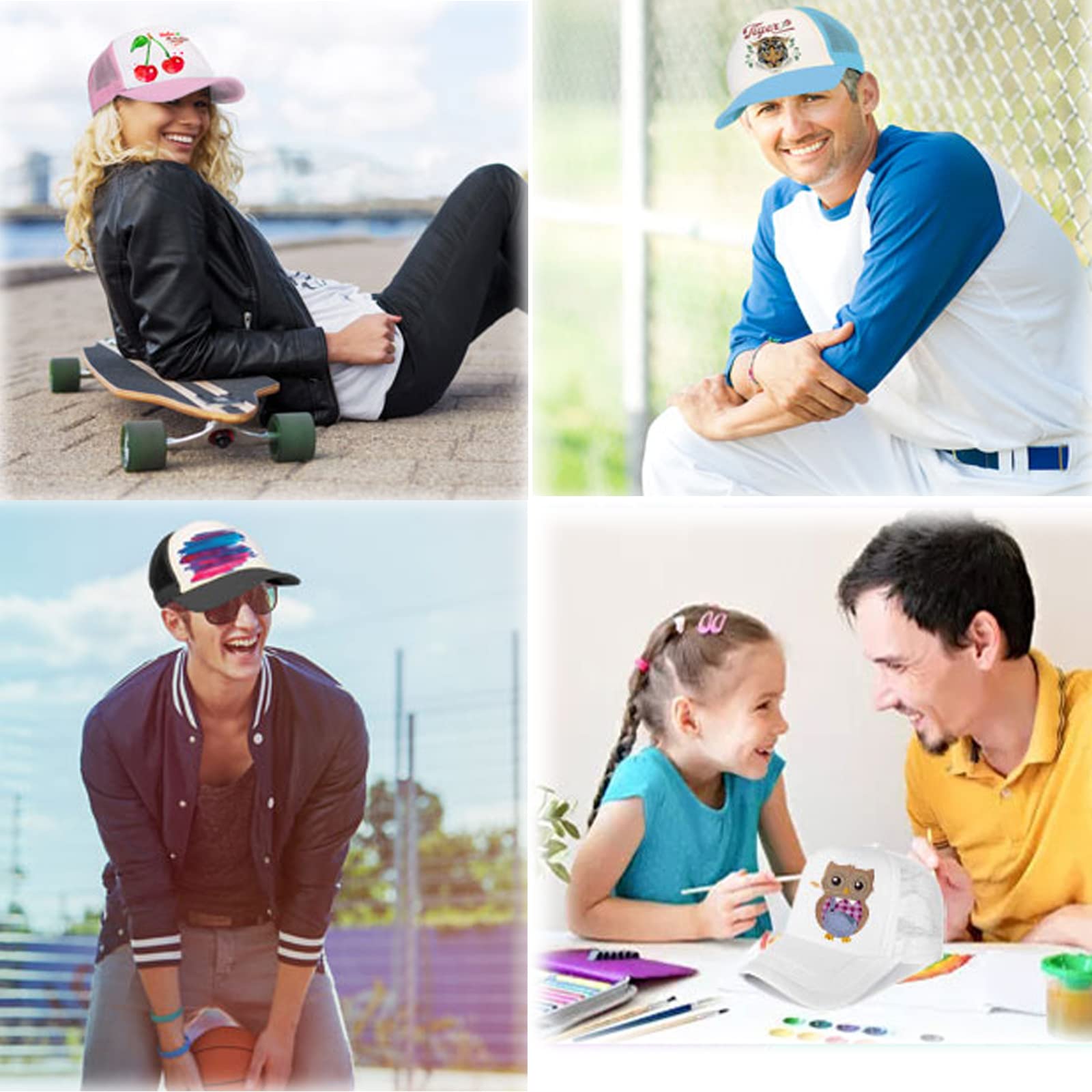 6 Pack Sublimation Blank Trucker Plain Baseball Mesh Back DIY Embroidery Printing Cap - 01 Black 12pcs, Medium - Perfect for Custom Embroidery, Screen Printing & Personalized Gifts for Sports Fans