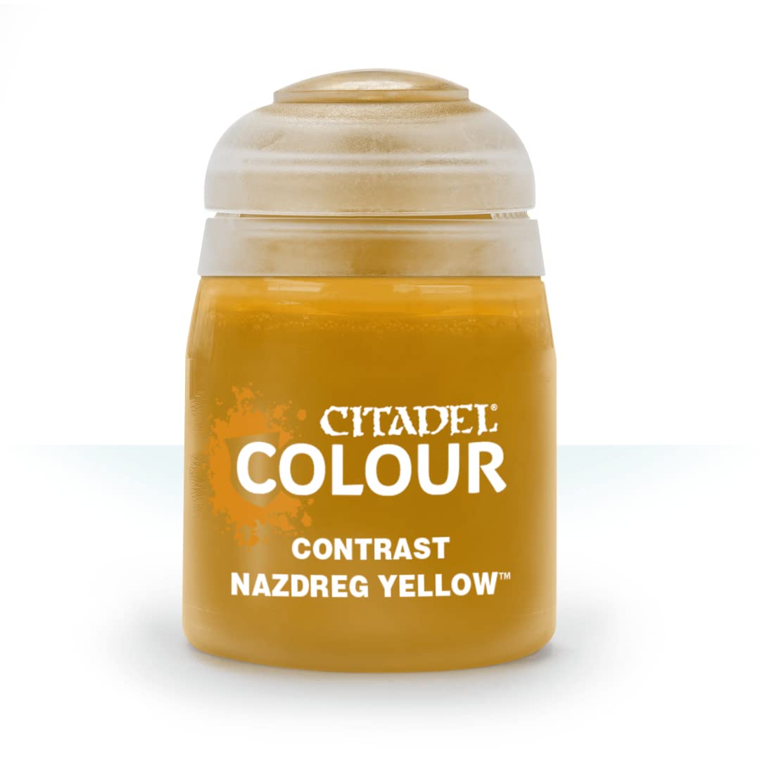Games Workshop Citadel Colour: Nazdreg Yellow Contrast Paint - Miniature Painting for Warhammer 40K, AOS & Tabletop Gaming - Vibrant Shading & Easy Base Coating