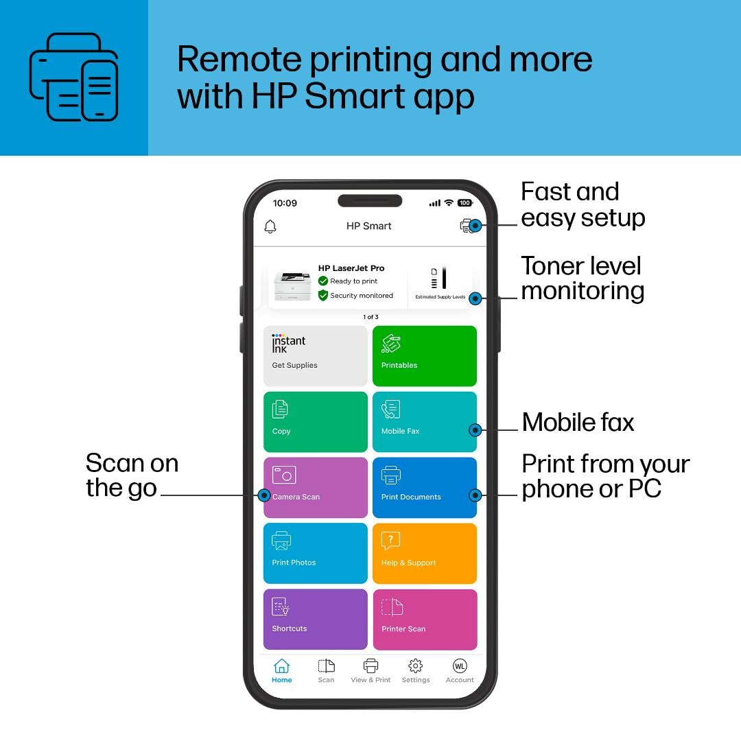 HP LaserJet Pro 4001dw Wireless Monochrome Laser Printer for Office - Fast Printing, Duplex Scanning, Secure Networking (2Z601F) | Ideal for Home Office, Small Business & Remote Work