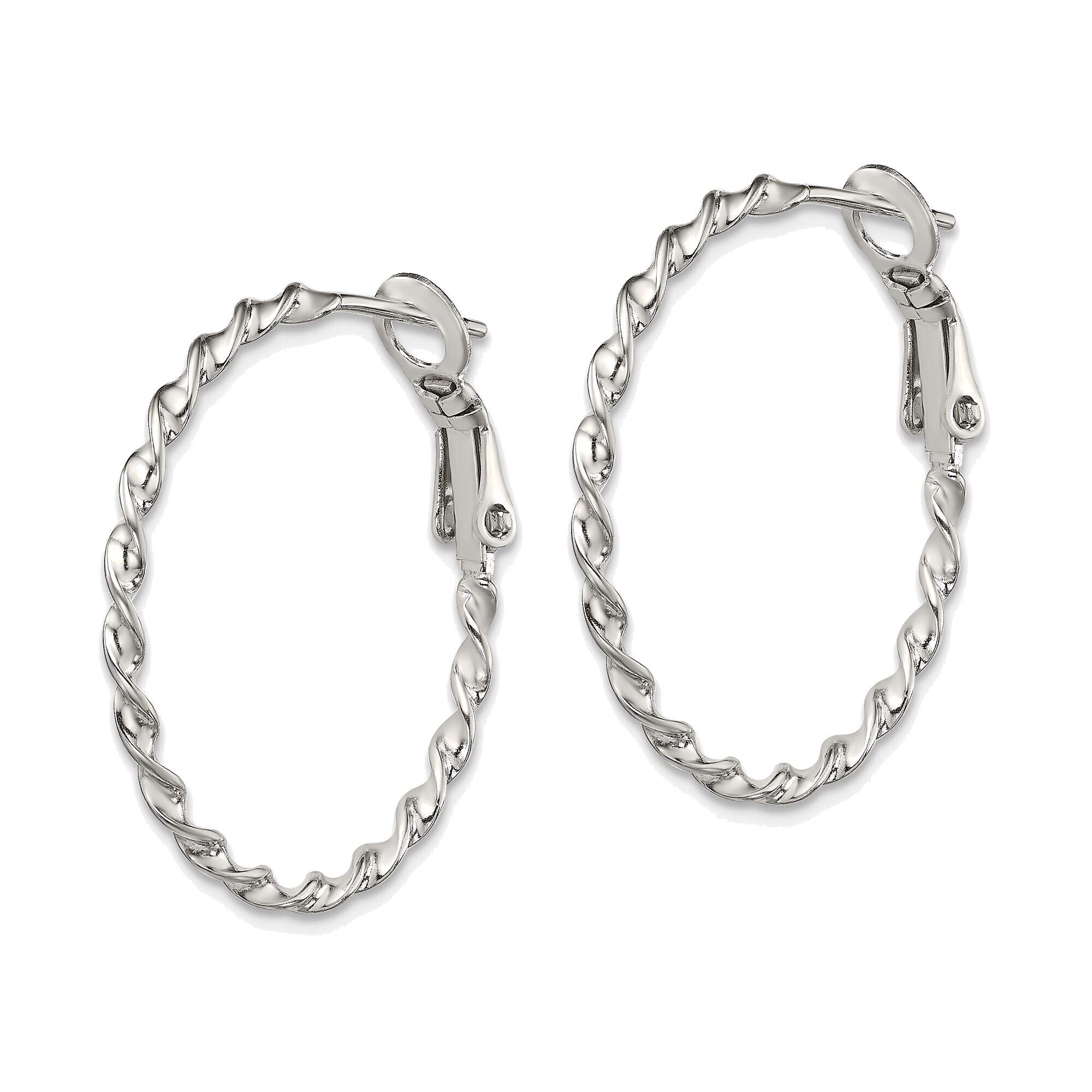 Solid Sterling Silver Twisted Omega Back Hoop Earrings for Women | Durable & Hypoallergenic Jewelry for Everyday Wear, Parties & Gifting