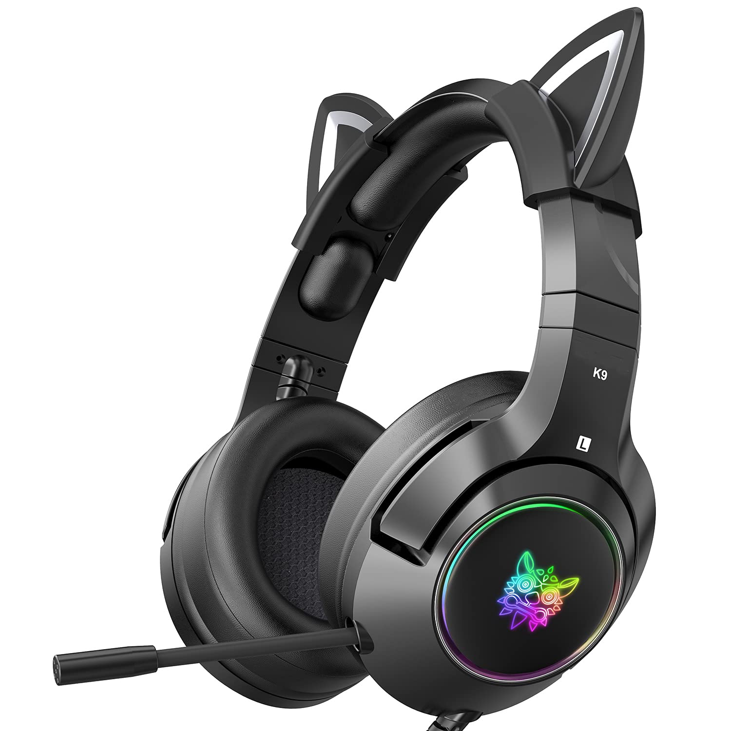 SIMGAL Gaming Headset with Removable Cat Ears - RGB Light, Noise Cancelling Mic, Surround Sound for PC, PS4, PS5, Xbox One & Mobile | Perfect for Competitive Gaming & Live Streaming
