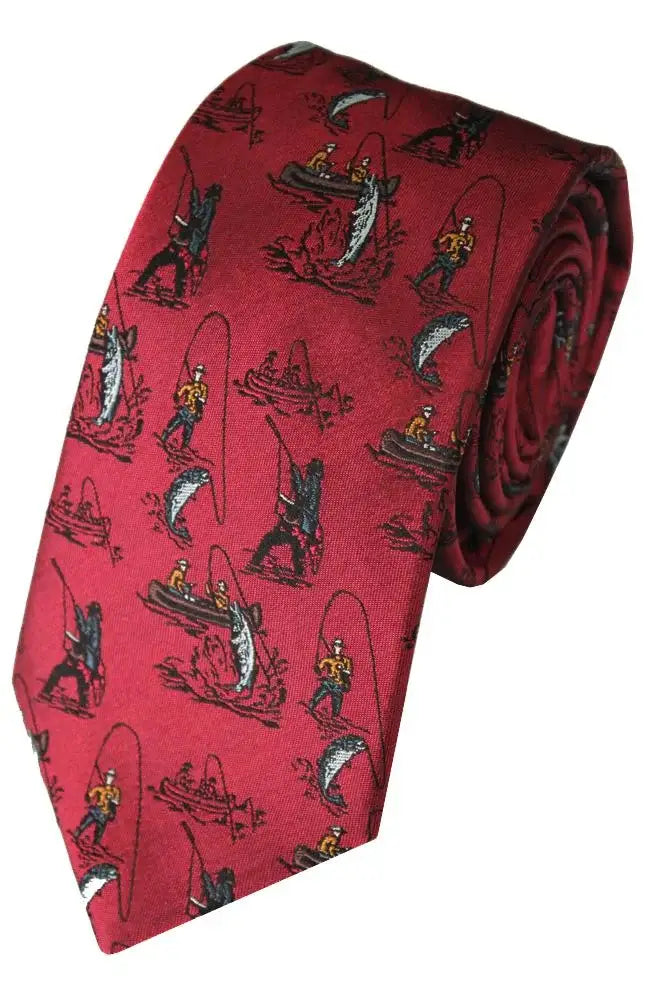 LA Smith Country & Hobby Fishing Silk Ties for Men - Classic Handmade Necktie for Business, Wedding & Formal Occasions - Perfect Gift for Anglers & Outdoor Enthusiasts