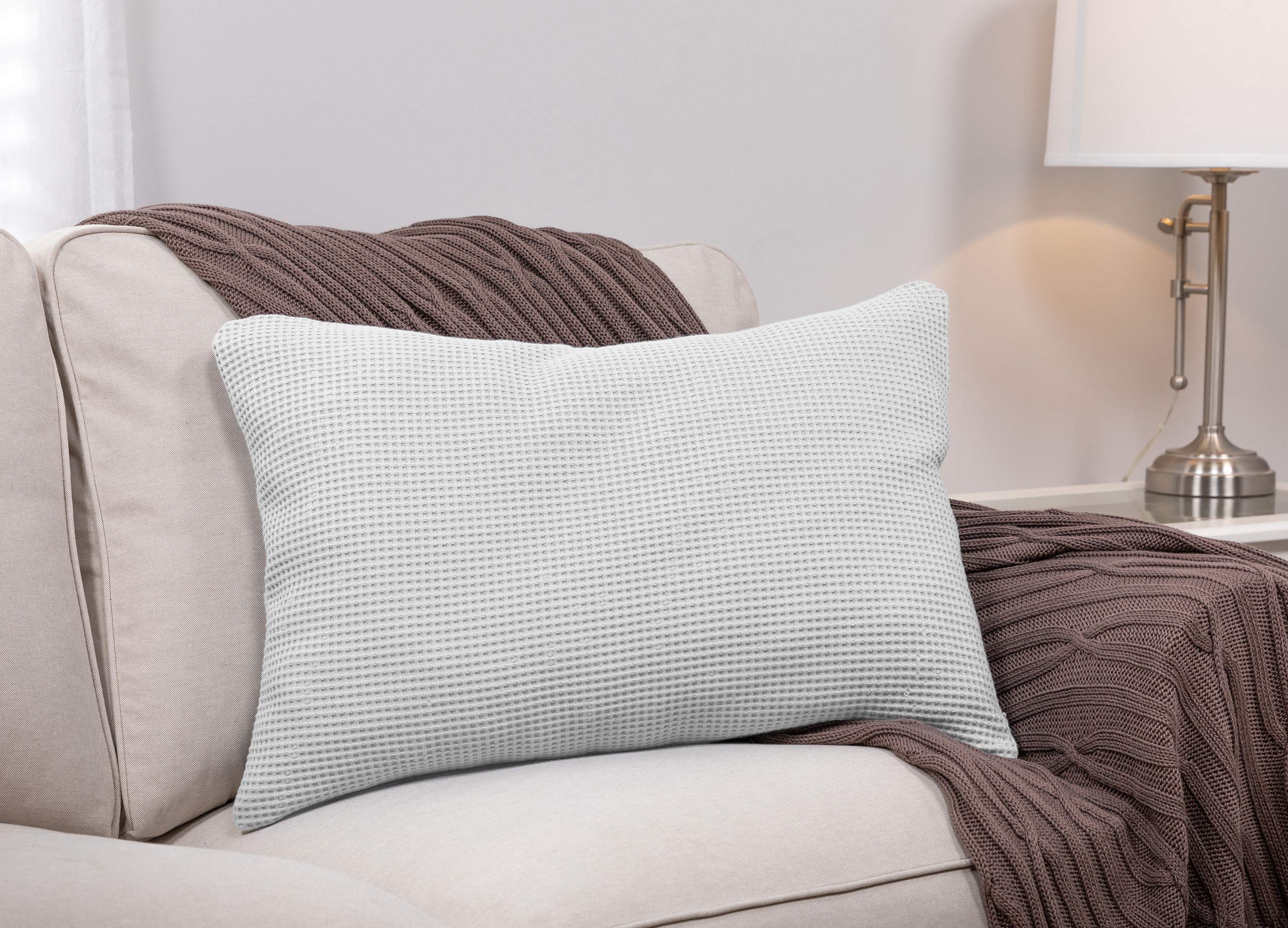 MyPillow Throw Pillow - Rectangle Waffle White Decorative Cushion for Sofa, Bed & Home Decor - Soft & Comfortable Accent Pillow for Living Room, Bedroom & Office