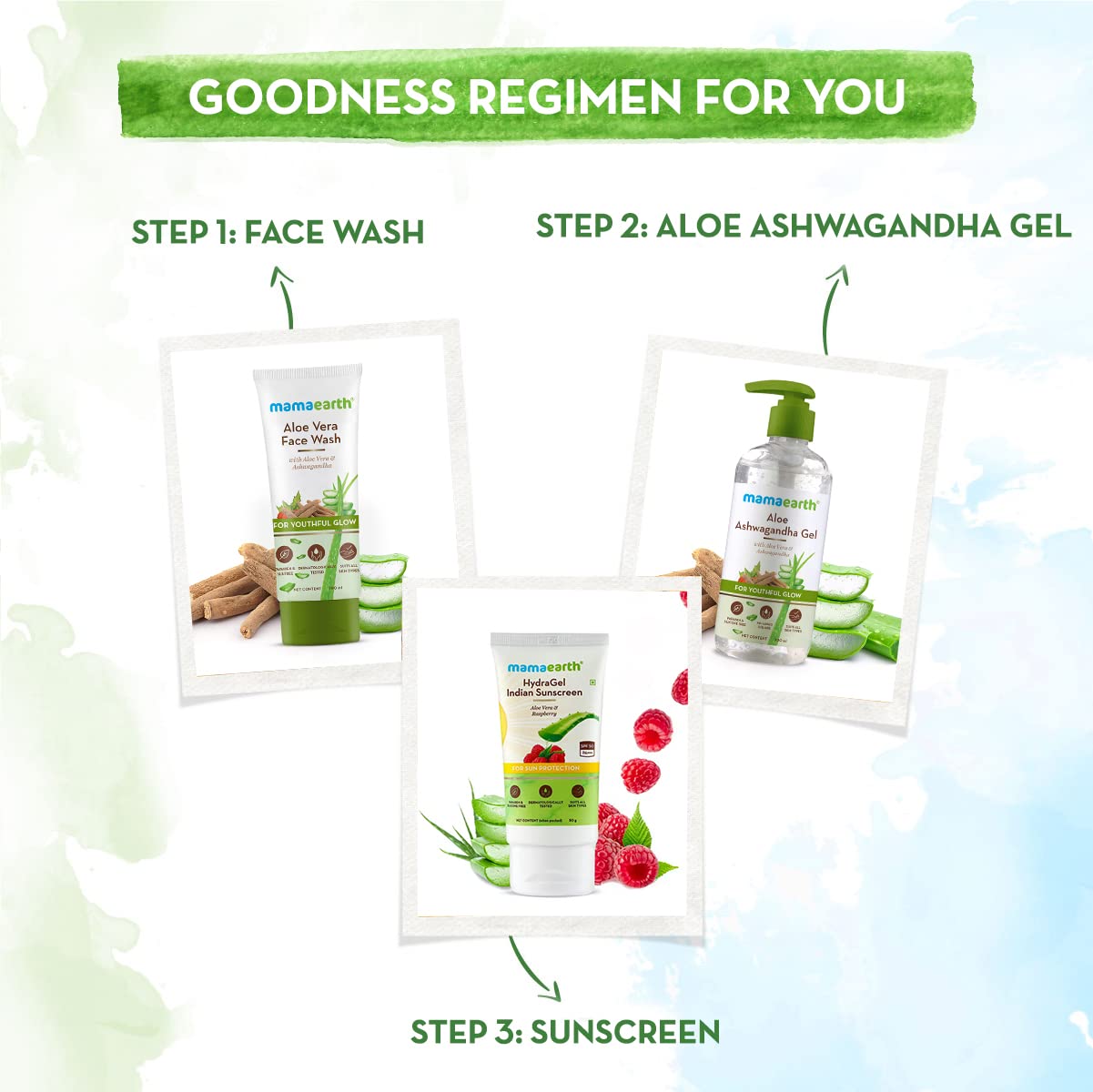 Mamaearth Aloe Ashwagandha Face Gel with Aloe Vera & Ashwagandha for Youthful Glow - 300ml | Hydrating & Soothing Skincare for Dry & Sensitive Skin | Day & Night Moisturizer