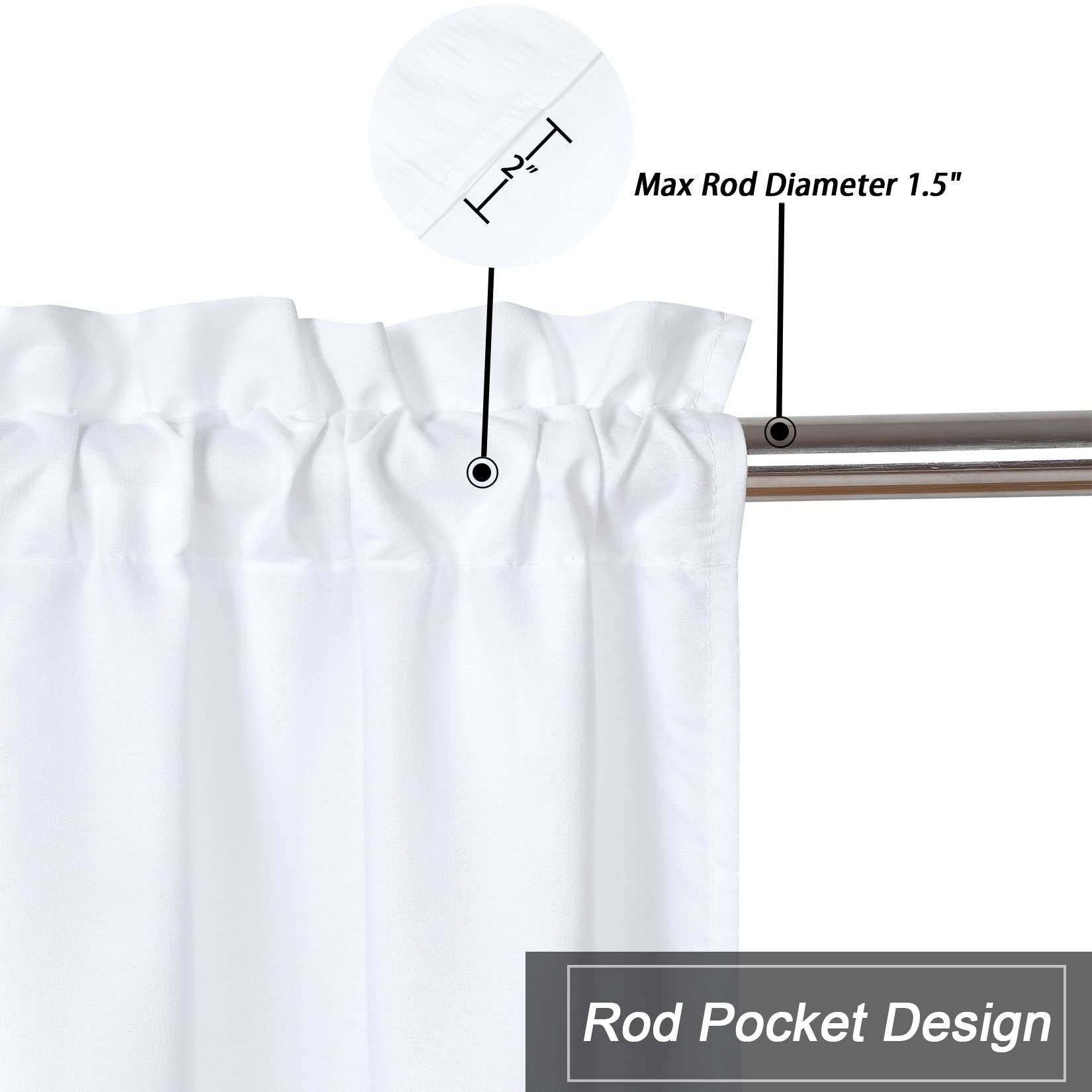 CAROMIO White Valance Curtains for Kitchen & Bathroom - Soft Microfiber Seersucker Fabric with Embossed Bubble Texture - Water Repellent Window Treatment (60