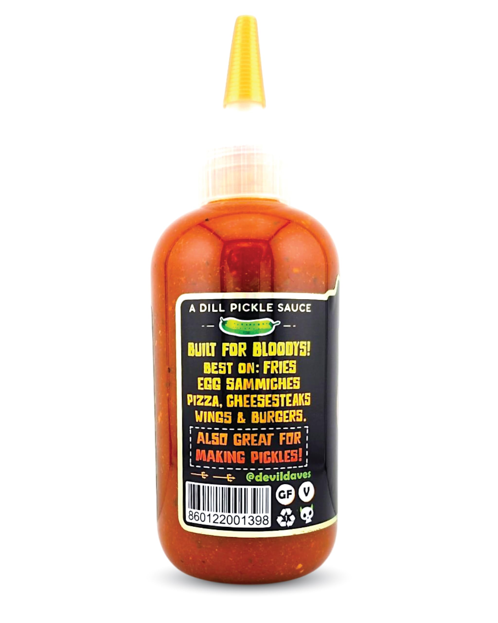 Devil Daves Pickle Crack Hot Sauce - Medium Heat Dill Pickle Flavor, 8.6 Oz Bottle | Perfect for Wings, Burgers, Tacos & Bloody Marys