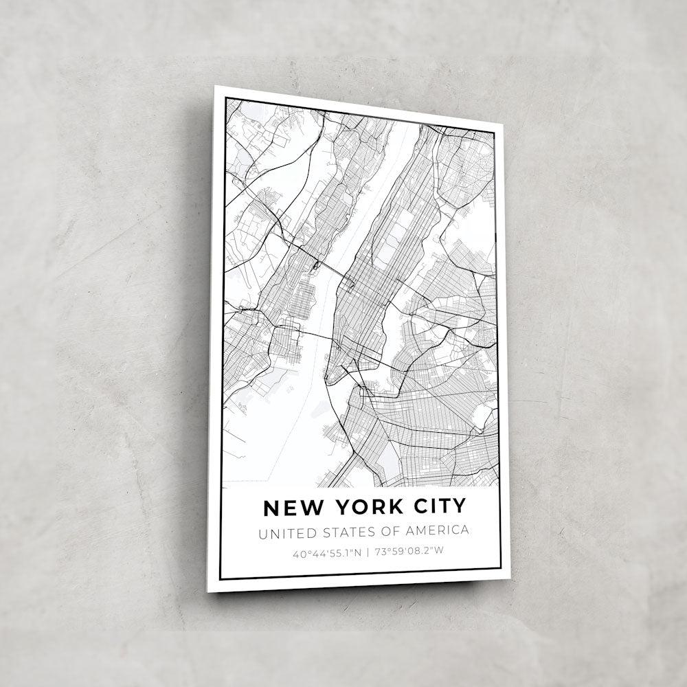 New York City Map Glass Wall Art - Elegant Home Decor for Living Room, Office & Gifts